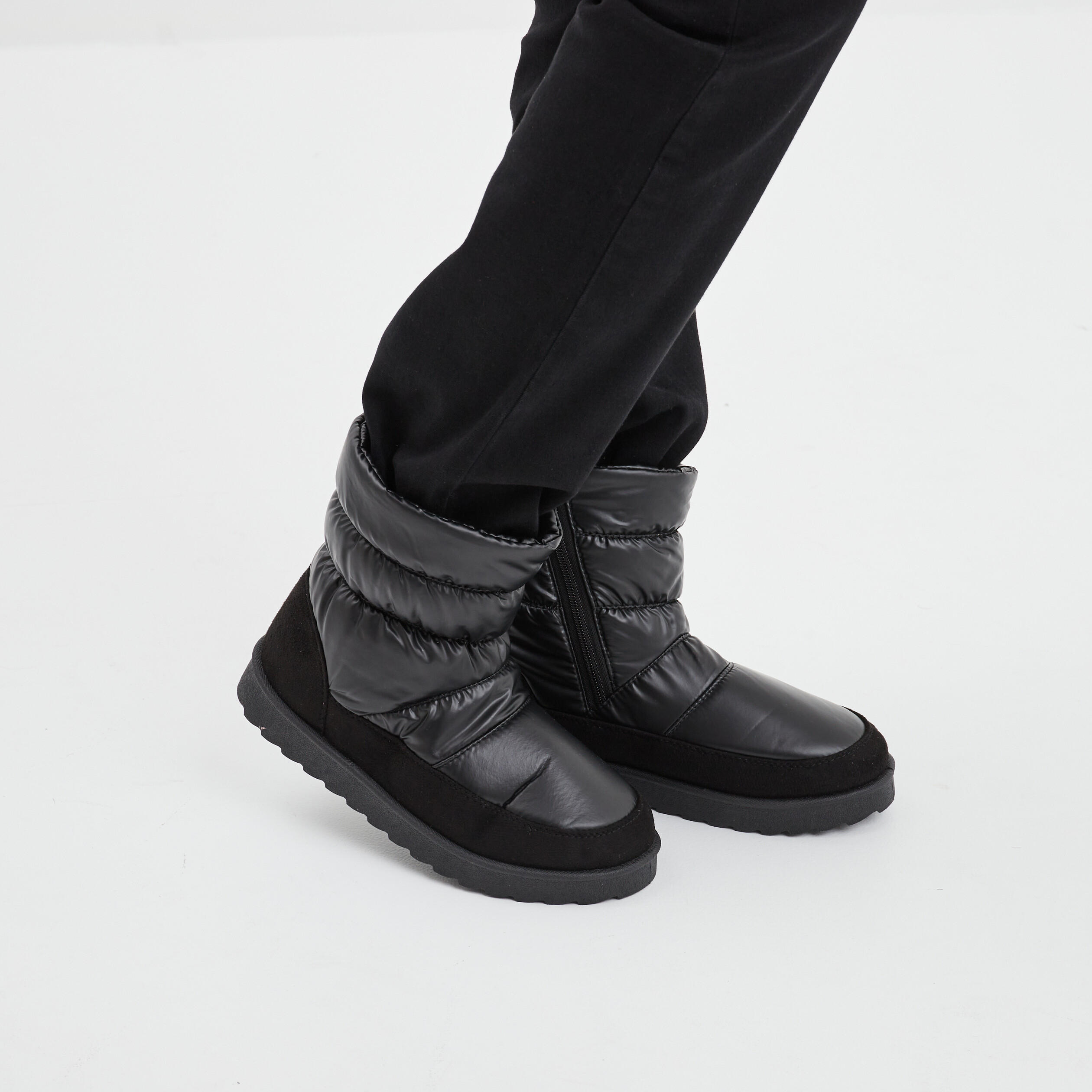 Bottines matelass&eacute;es doubl&eacute;es noir femme