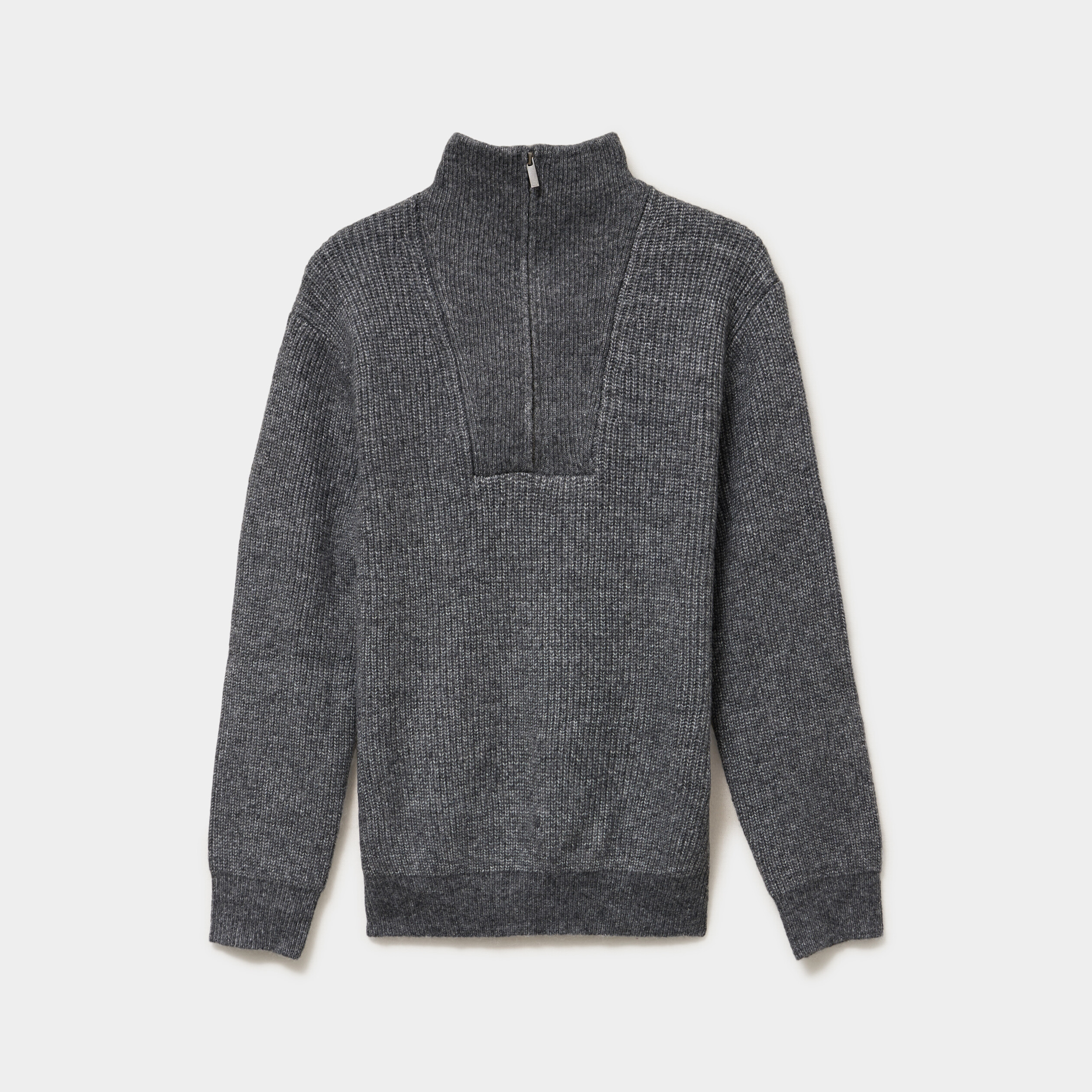 Pull avec col camionneur c&ocirc;tel&eacute; gris fonc&eacute; homme