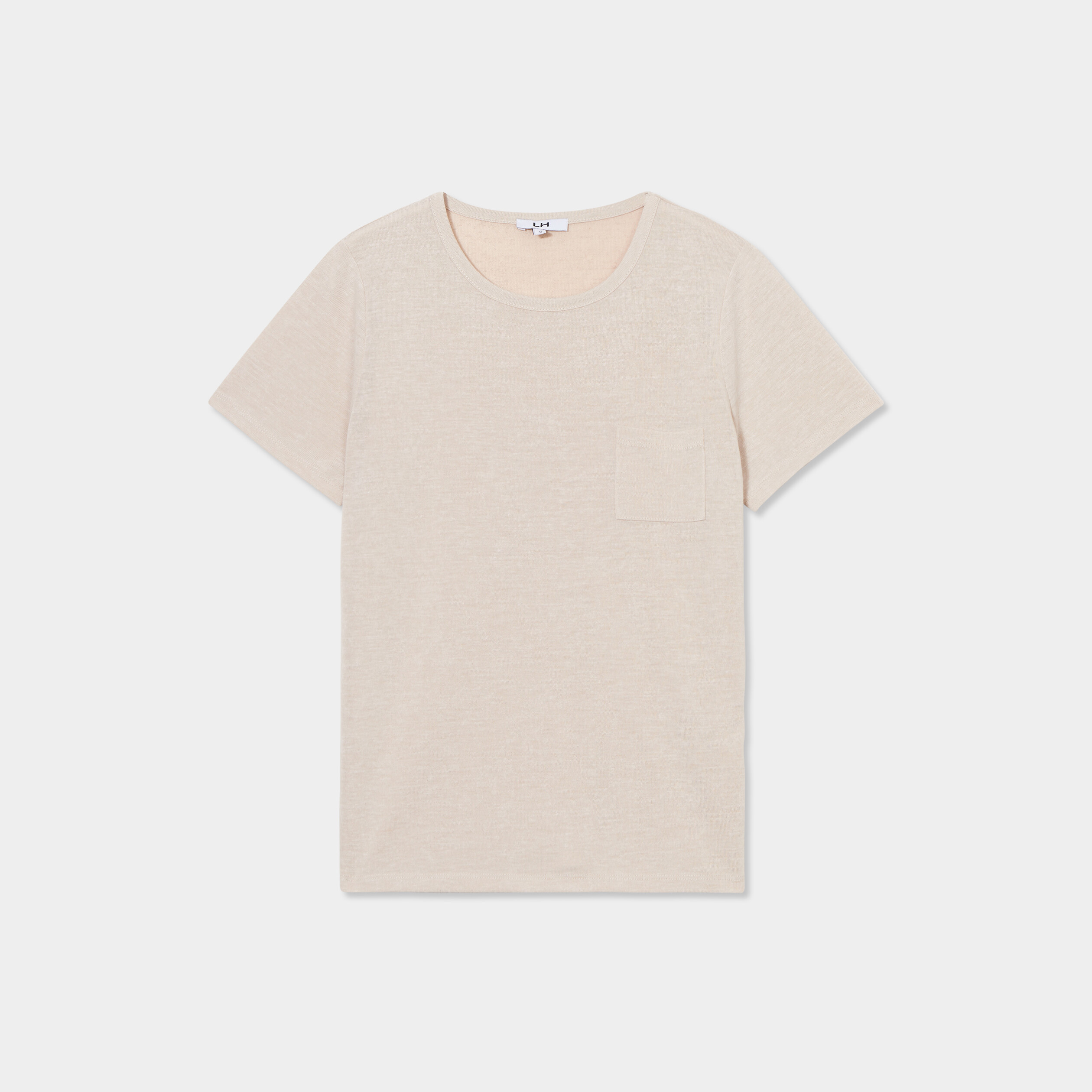 t shirt col rond 1 poche manches courtes beige femme T-shirt col rond 1 poche manches courtes beige femme