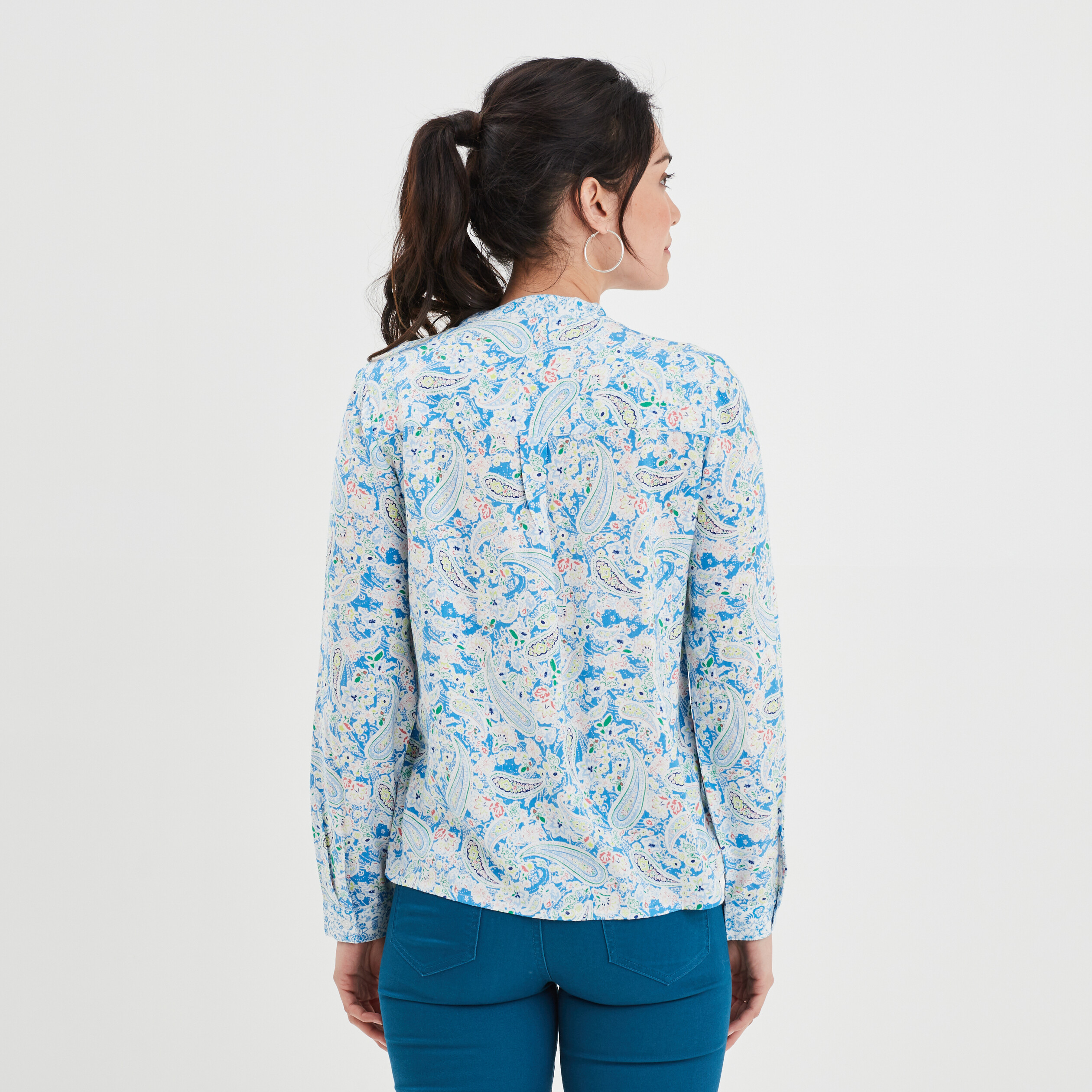 chemise col cordons a pampilles multicolore femme Chemise col cordons à pampilles multicolore femme