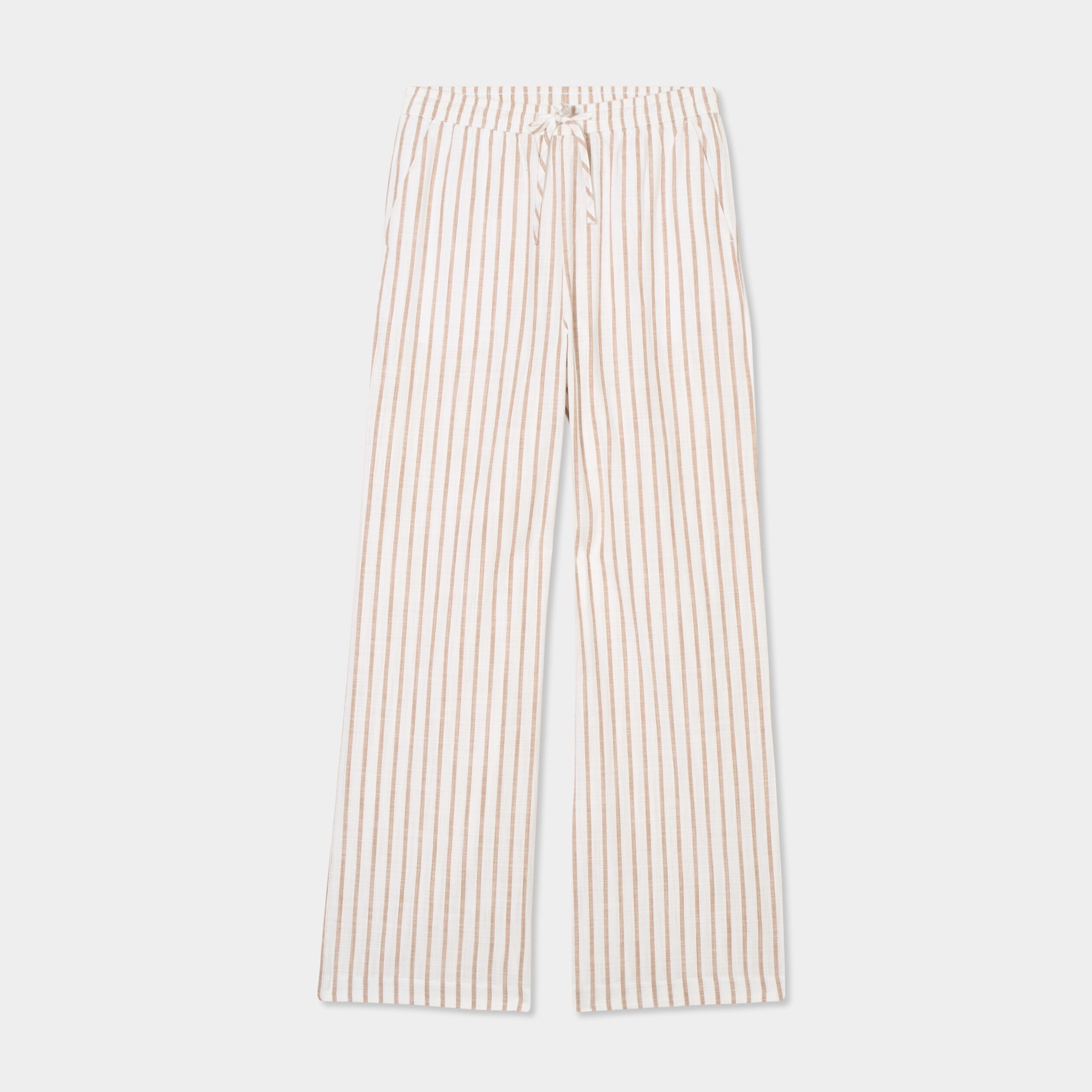 Pantalon large taille élastiquée coton blanc femme