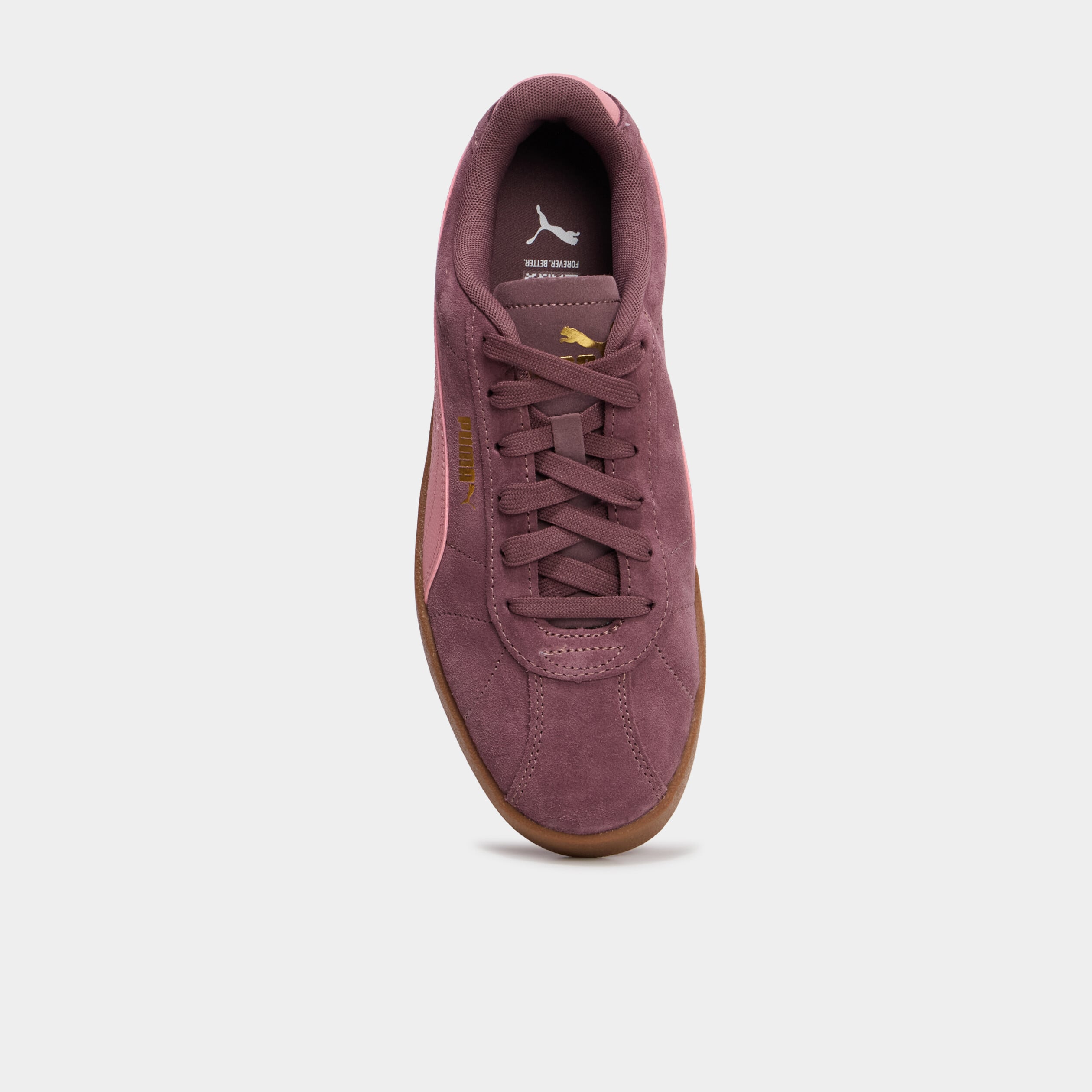 baskets &agrave; lacets en cuir Puma Club II bordeaux femme