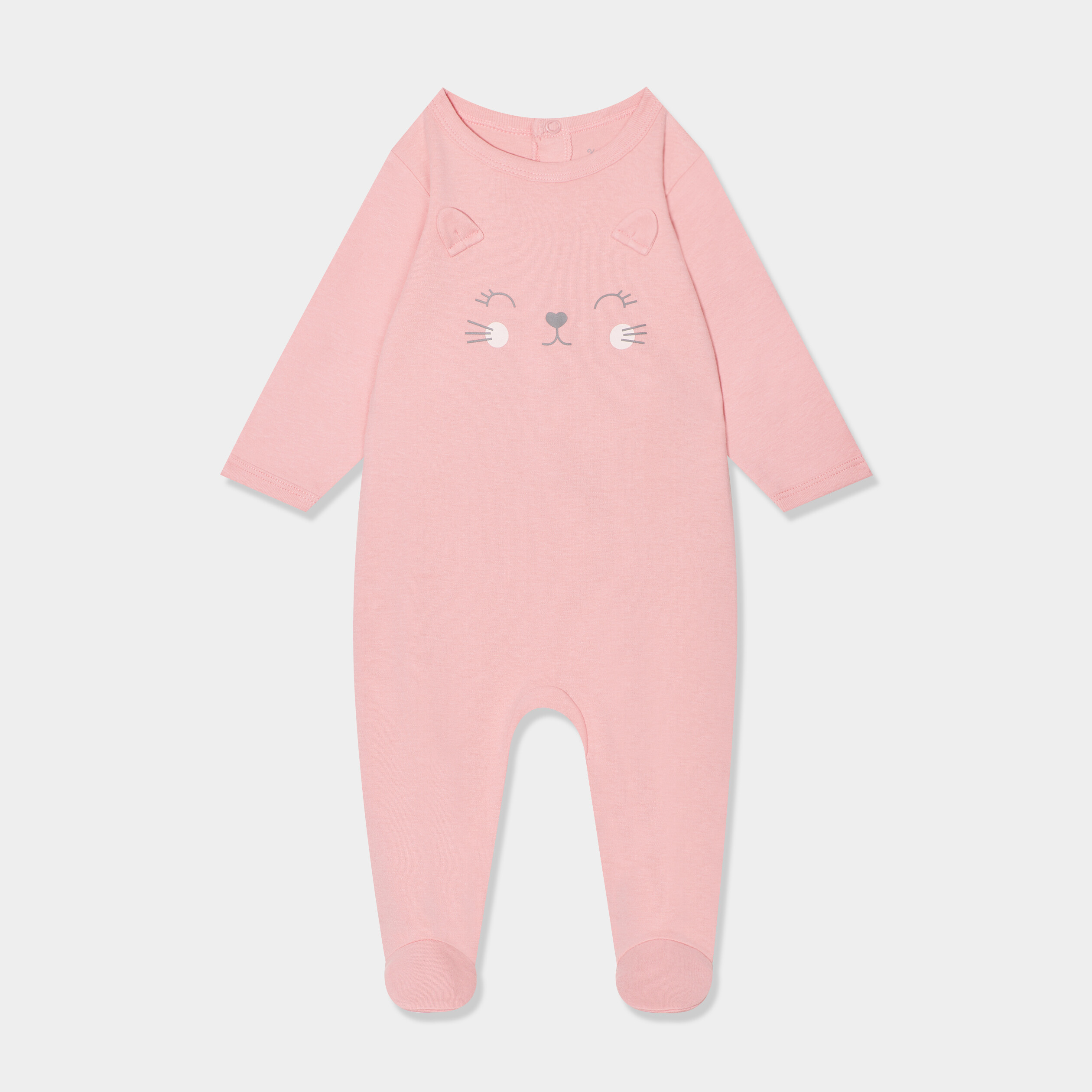 dors bien boutonne manches longues coton rose corail bebef Dors-bien boutonné manches longues coton rose corail bébé fille