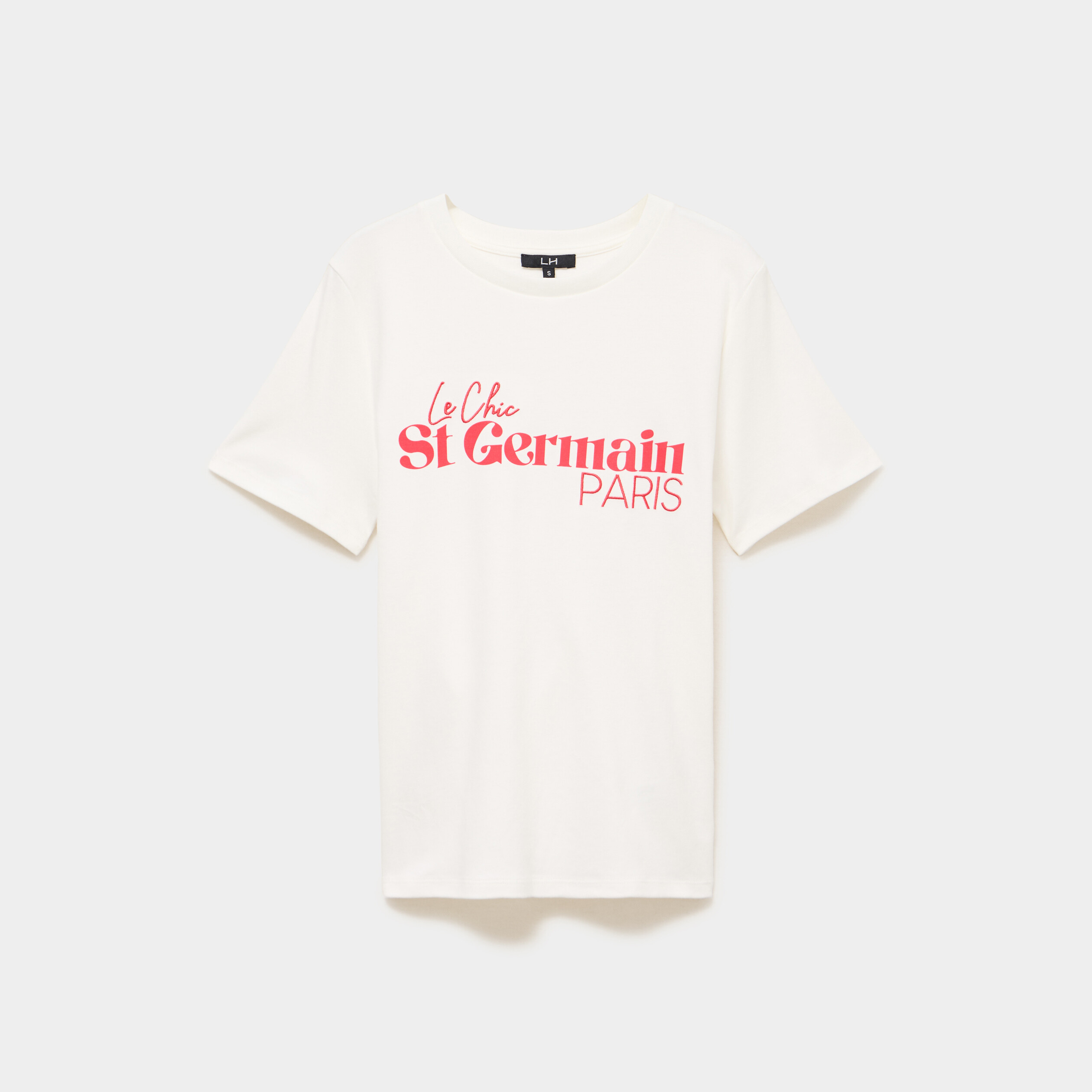 T-shirt manches courtes coton ecru femme