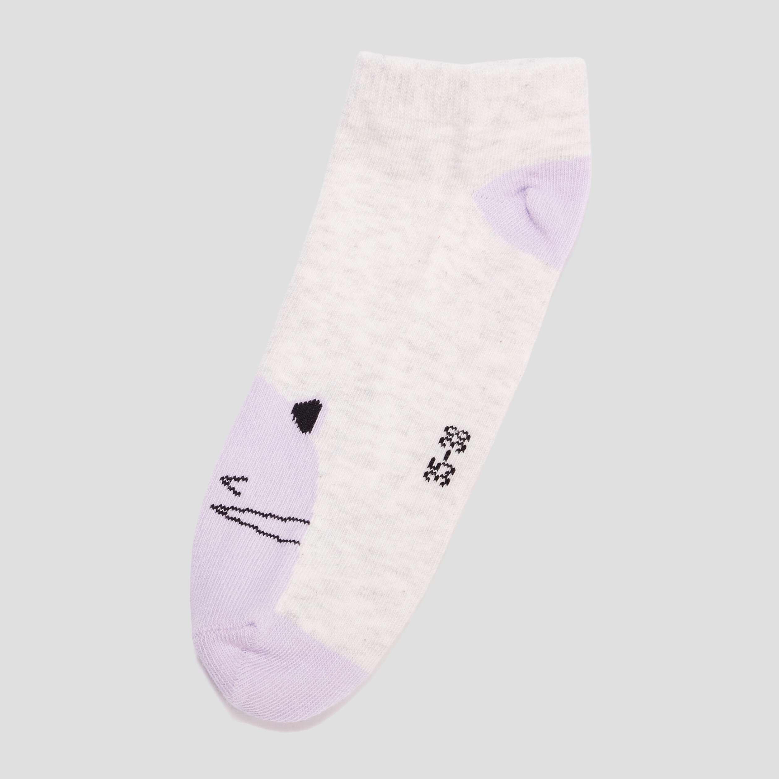 lot 5 paires chaussettes detail chat gris fille Lot 5 paires chaussettes détail chat gris fille