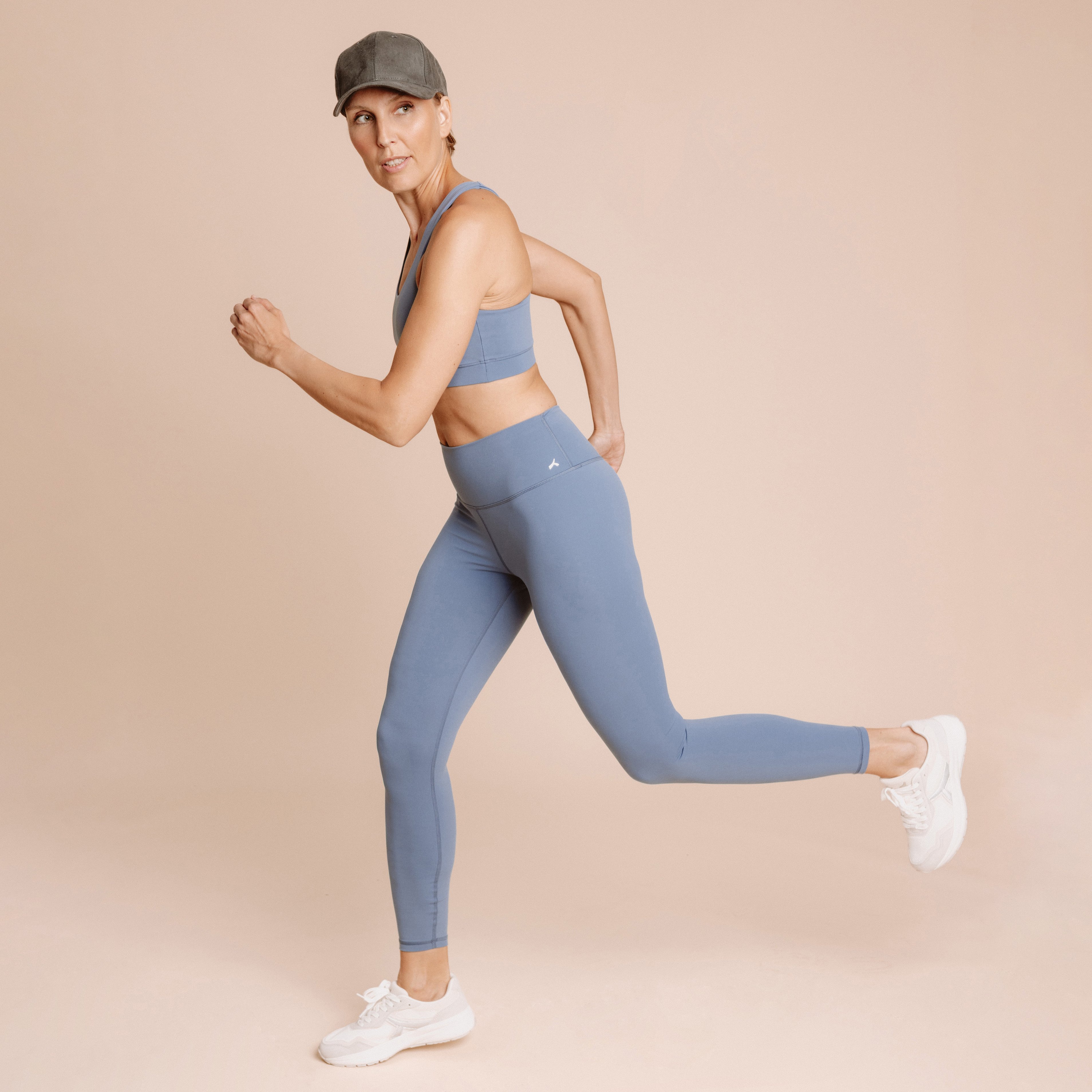 Legging de sport gainant taille haute bleu fonc&eacute; femme