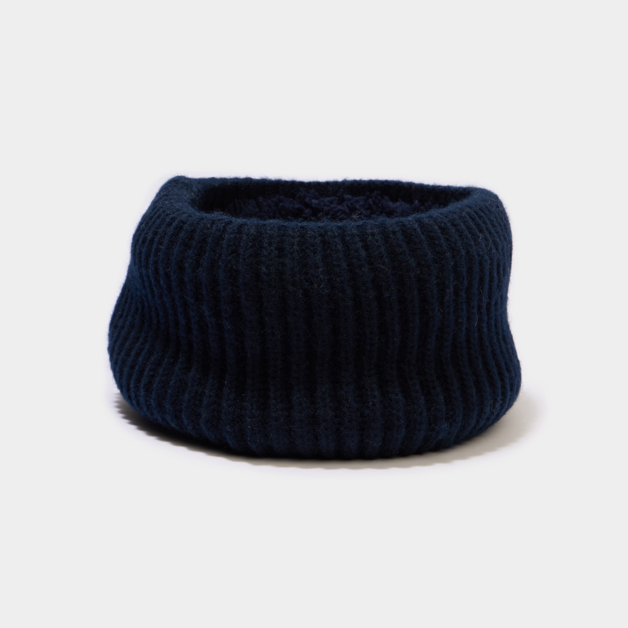 Tour de cou maille c&ocirc;tel&eacute; fourr&eacute; bleu marine b&eacute;b&eacute; gar&ccedil;on