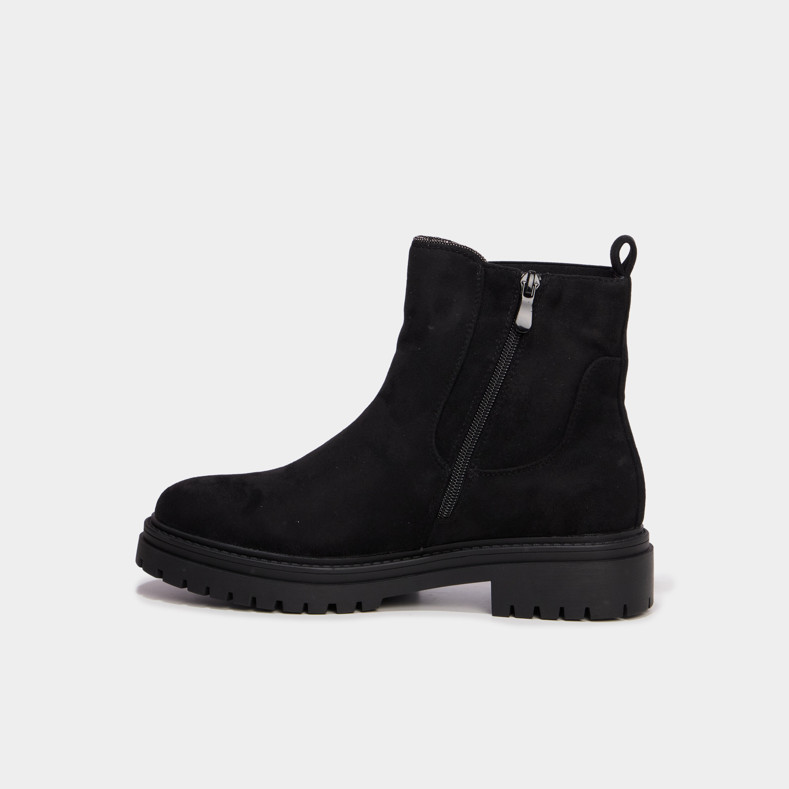 Boots effet su&eacute;dine noir femme