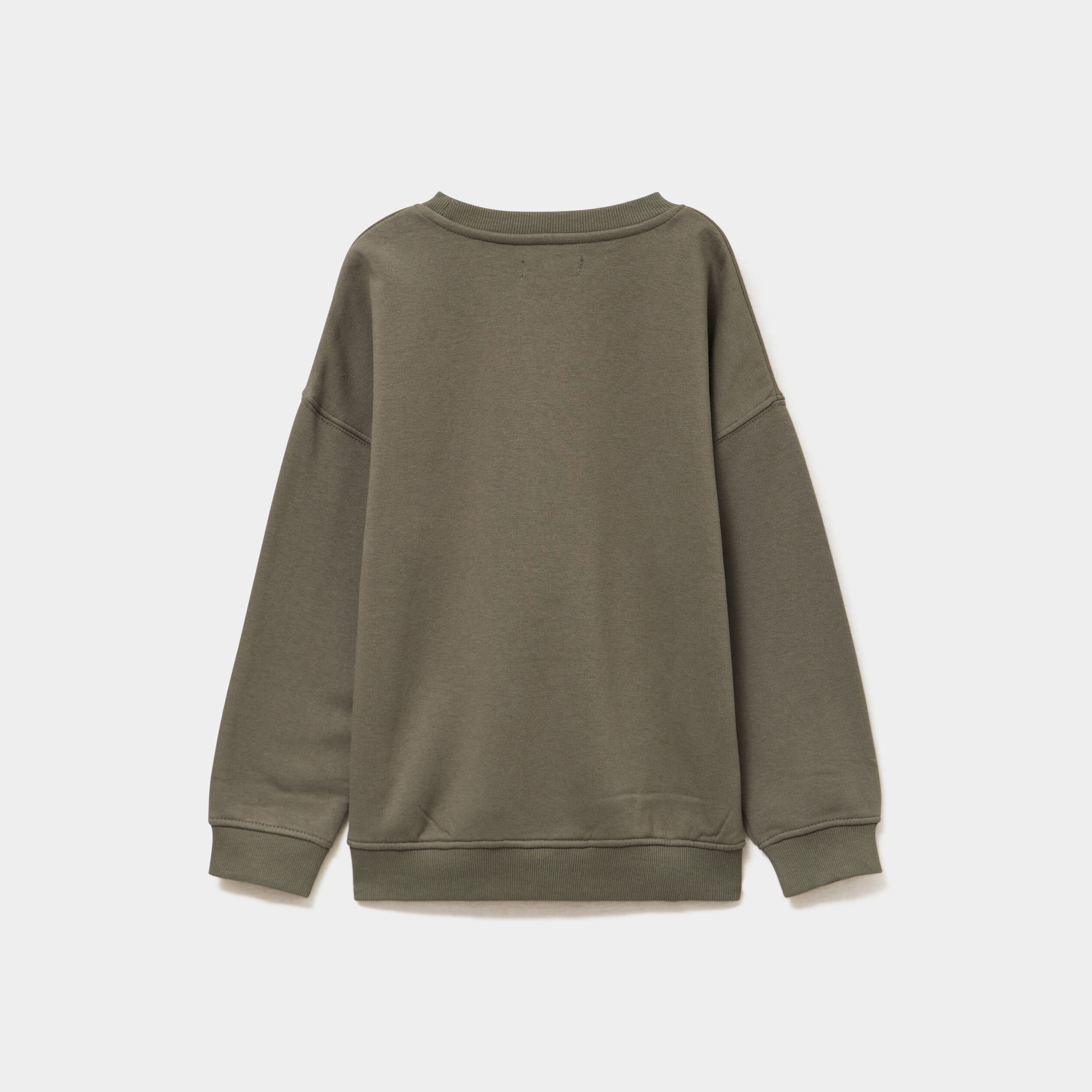 Sweat oversize manches longues col rond vert kaki gar&ccedil;on