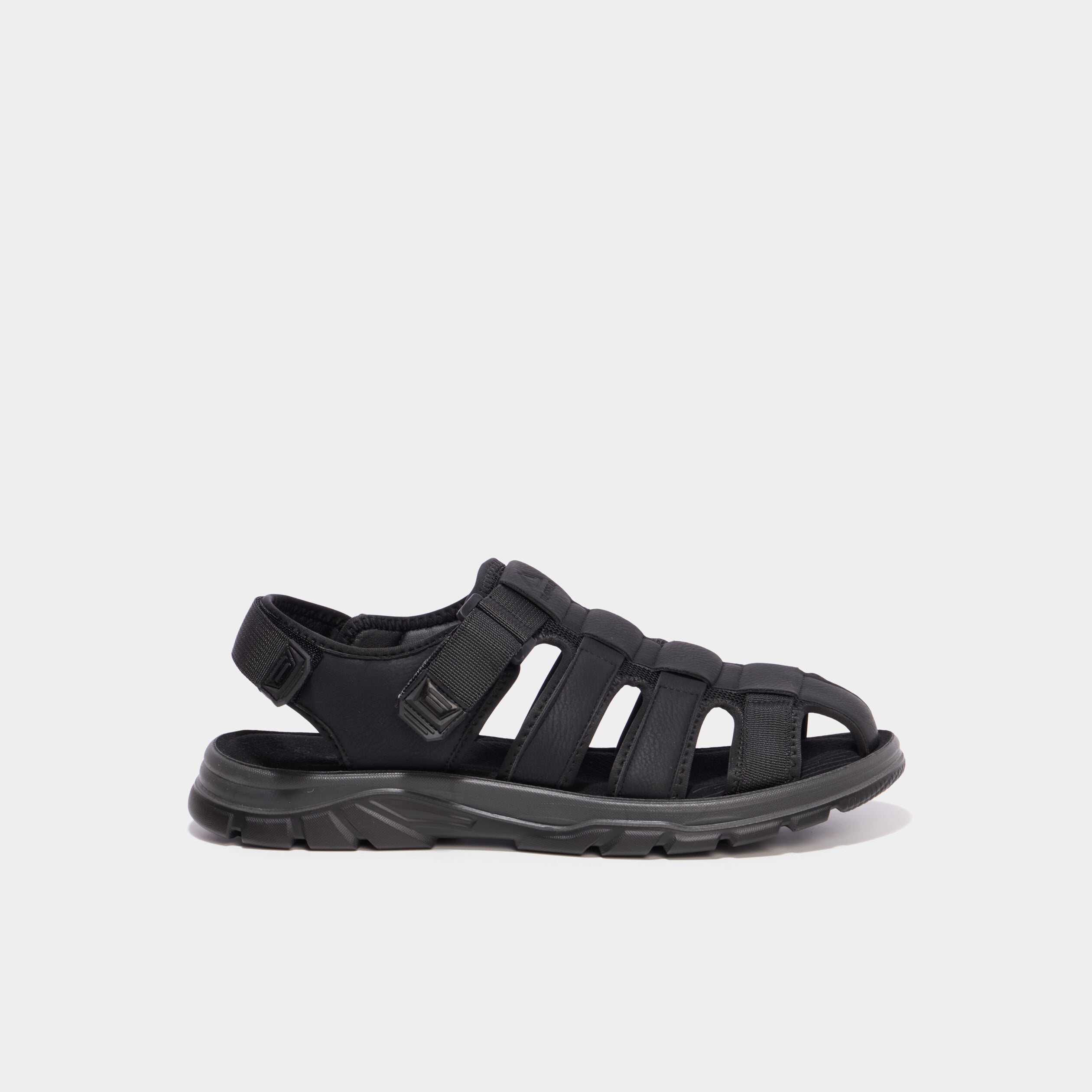 Sandales &agrave; scratchs avec bout rond noir homme
