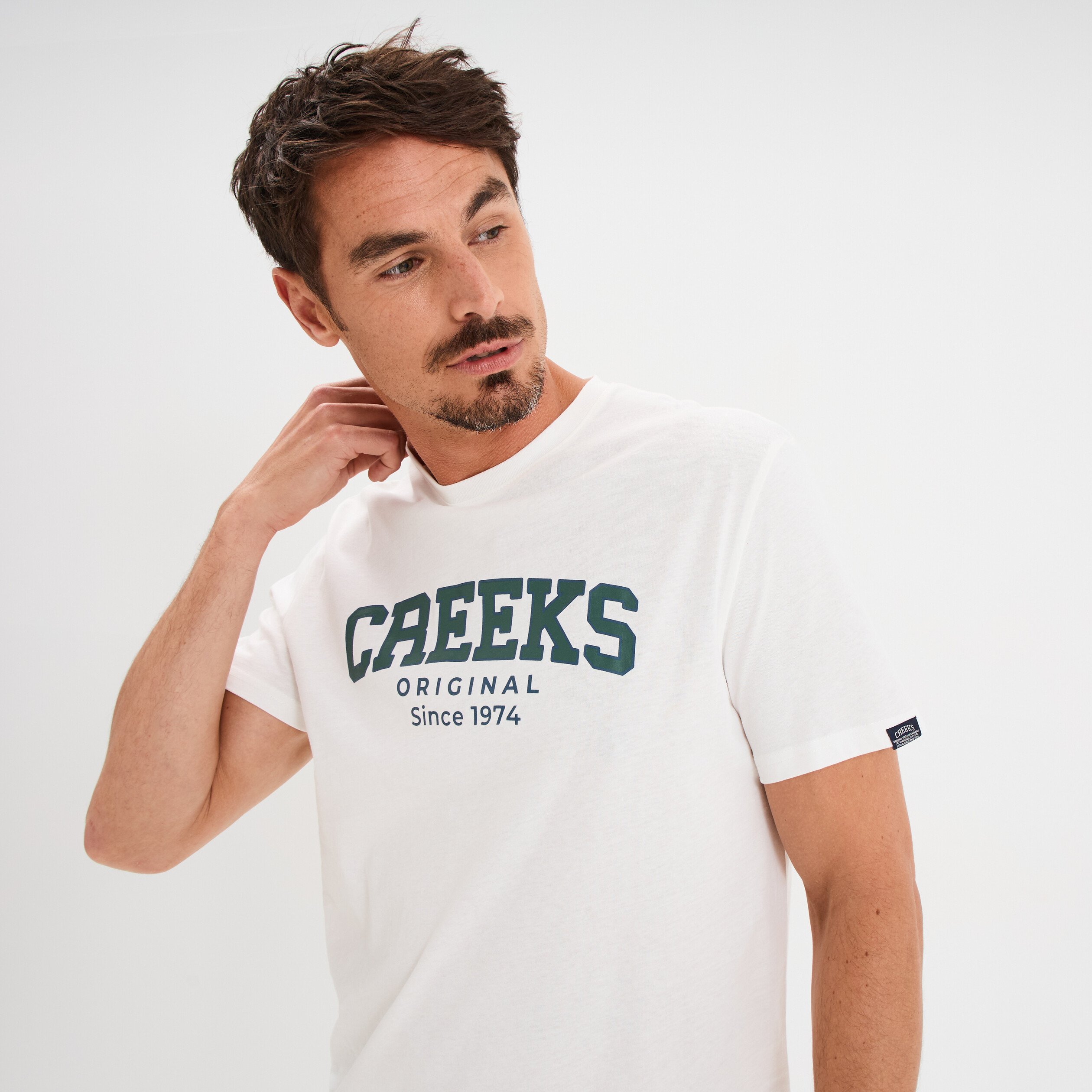 t shirt droit manches courtes coton blanc homme T-shirt droit manches courtes coton blanc homme