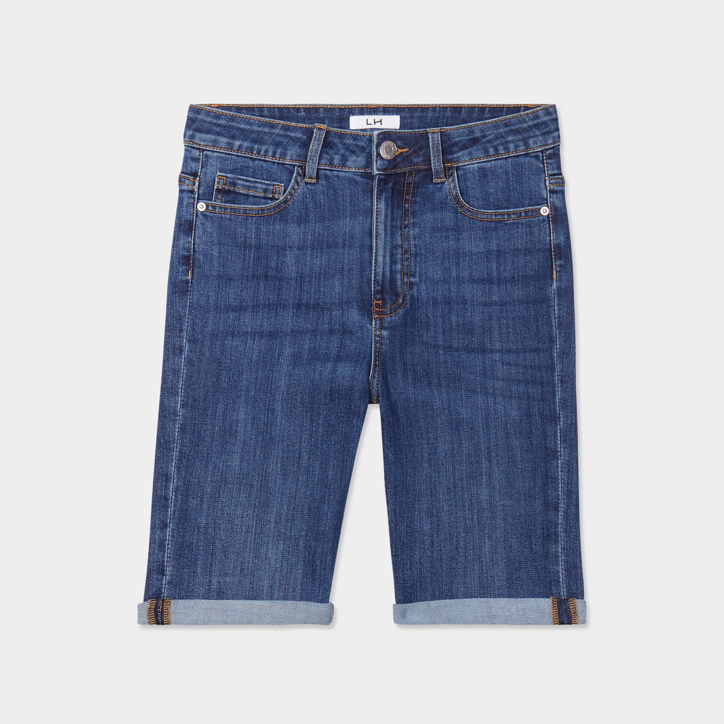 Bermuda en jean slim denim stone femme