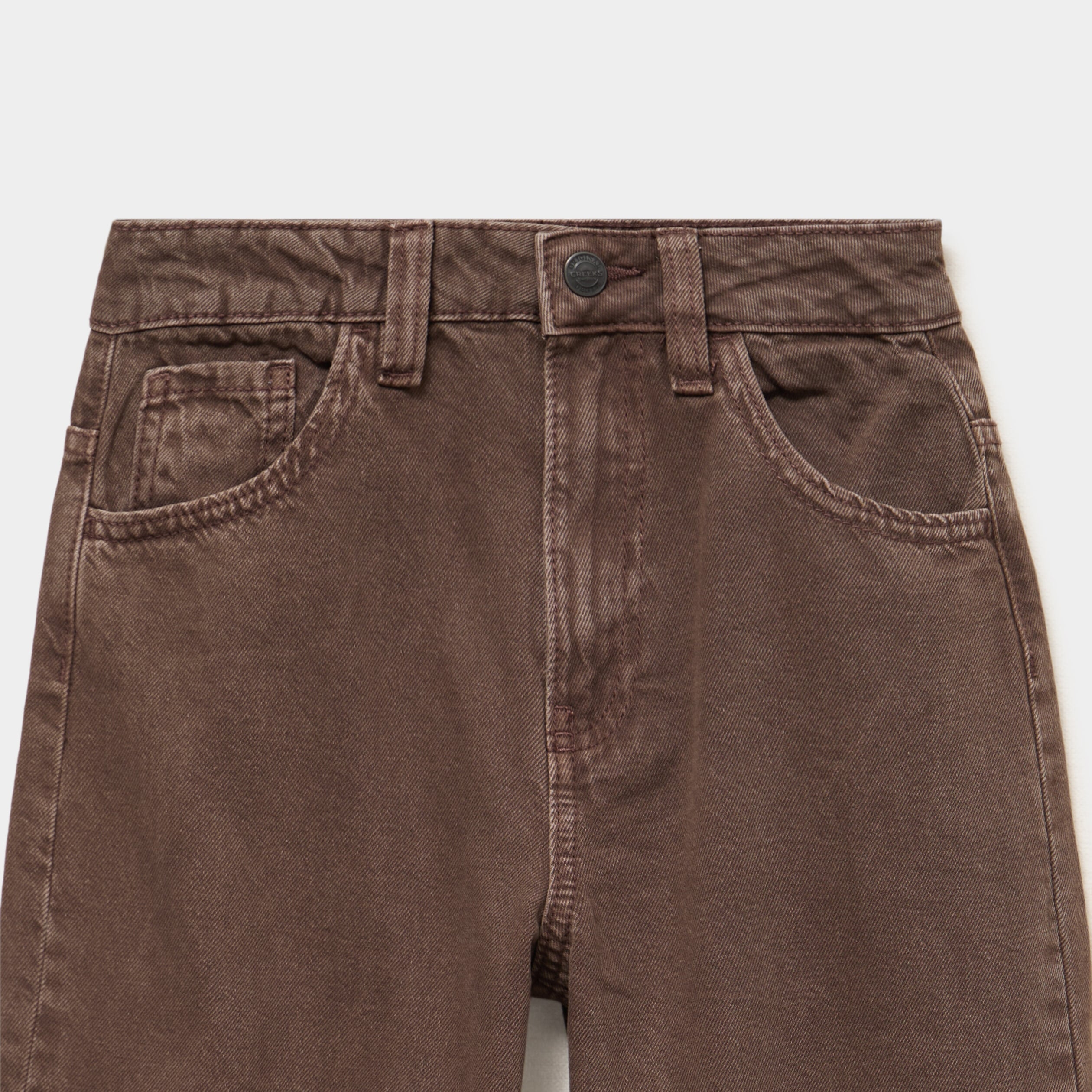 Pantalon baggy taille basse coton marron fonc&eacute; gar&ccedil;on