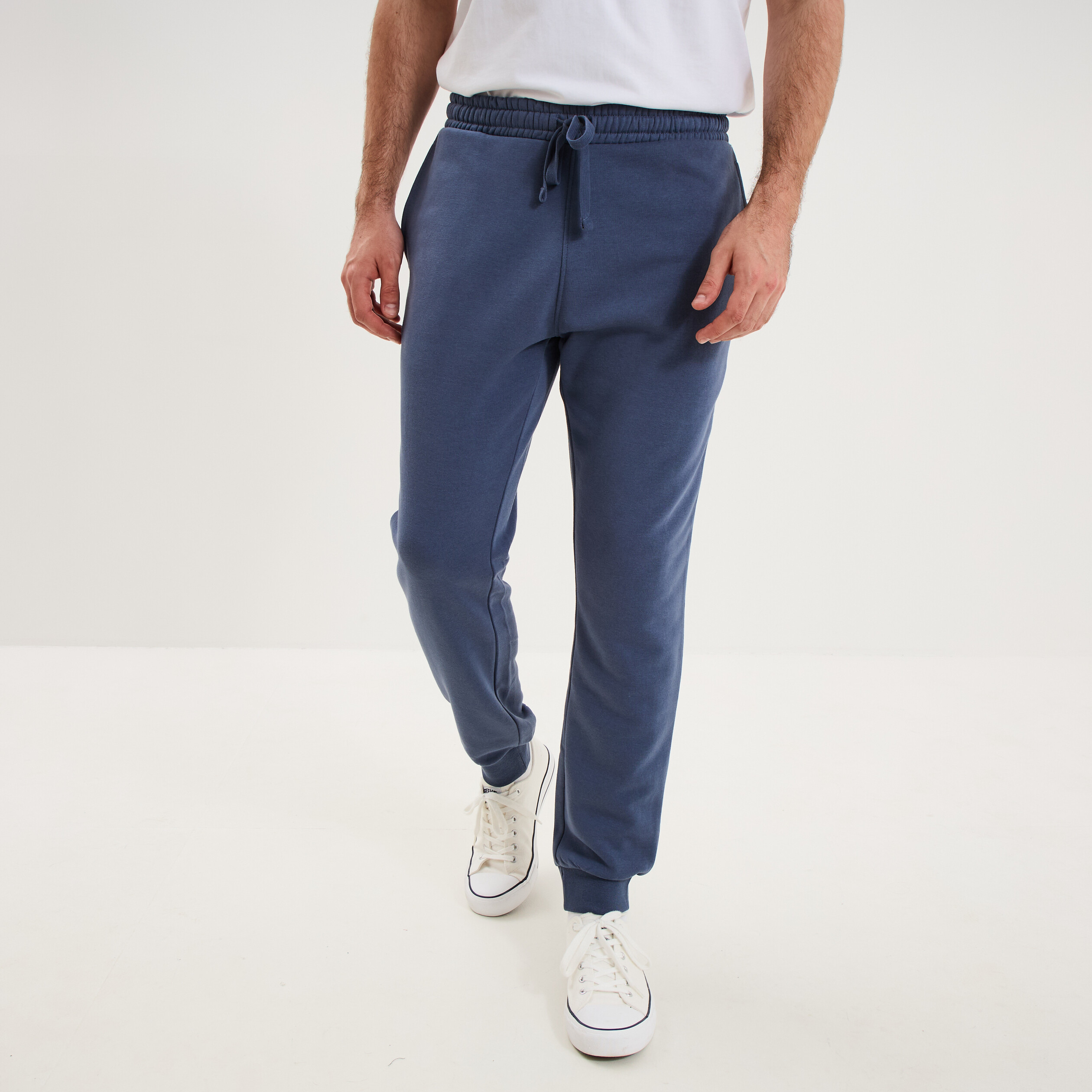 Pantalon jogging droit molleton bleu lavande homme