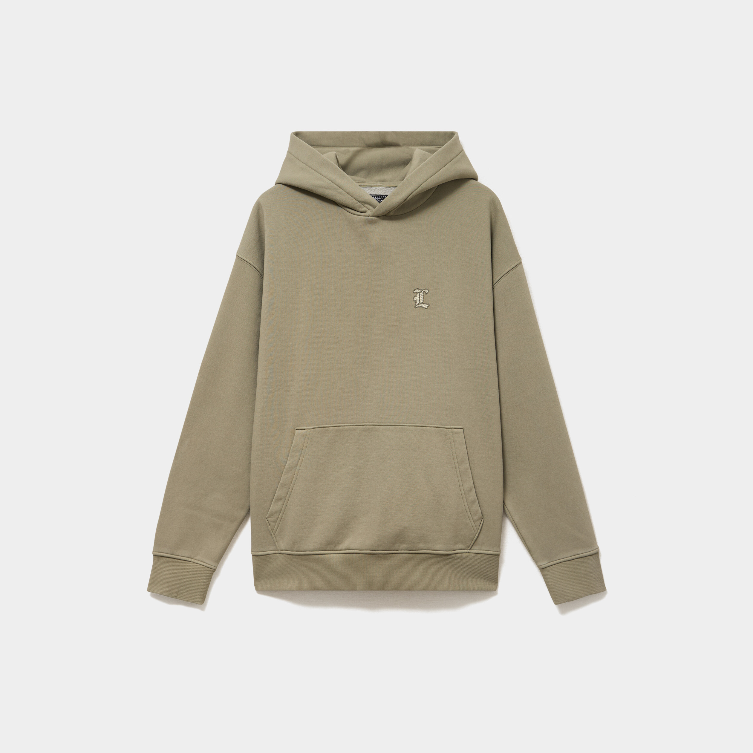 Sweat hoodie 1 poche &agrave; capuche vert kaki homme