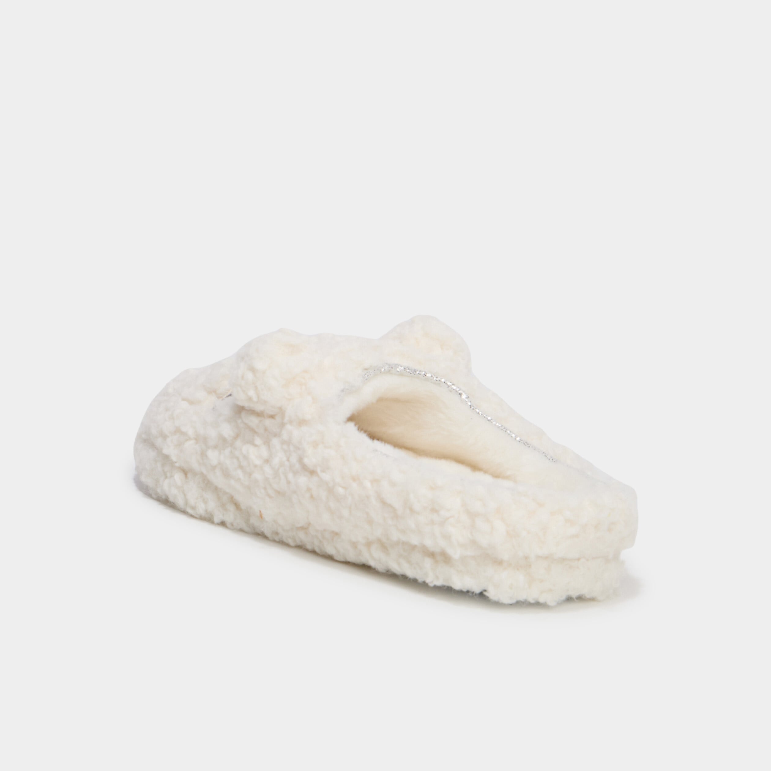Chaussons mules effet polaire blanc femme