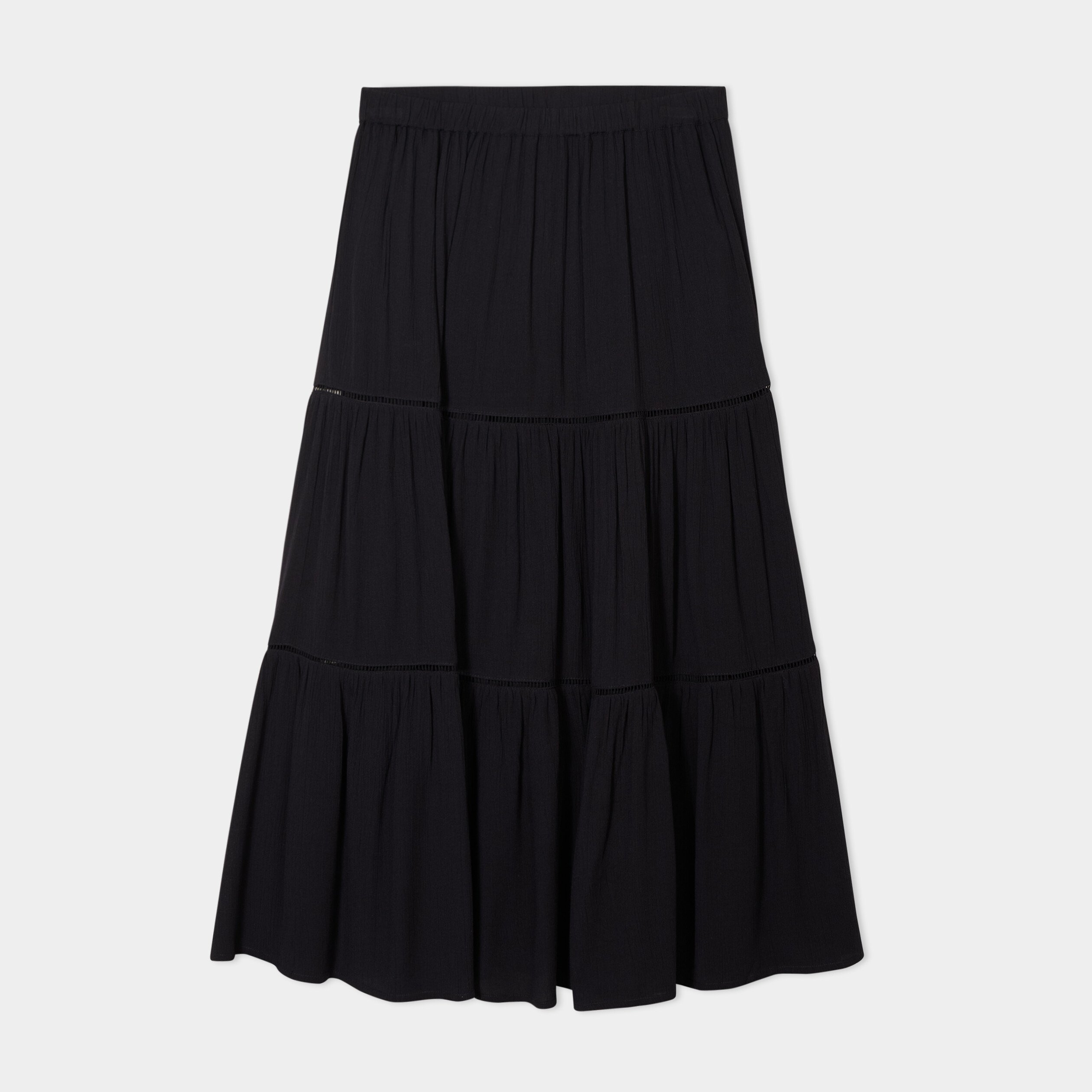 jupe longue fluide taille elastiquee noir femme Jupe longue fluide taille élastiquée noir femme