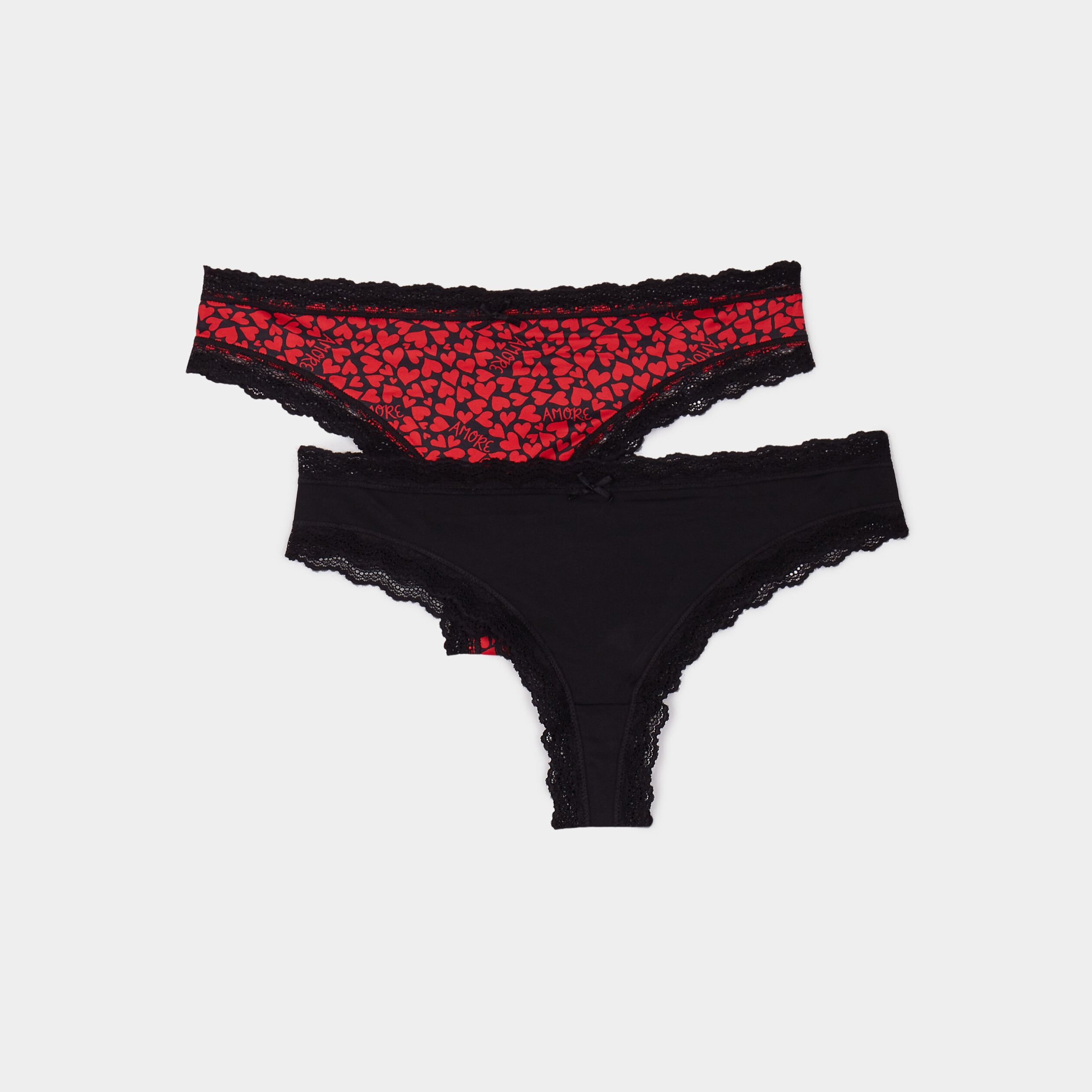 lot de 2 tangas bords dentelle noir femme Lot de 2 tangas bords dentelle noir femme