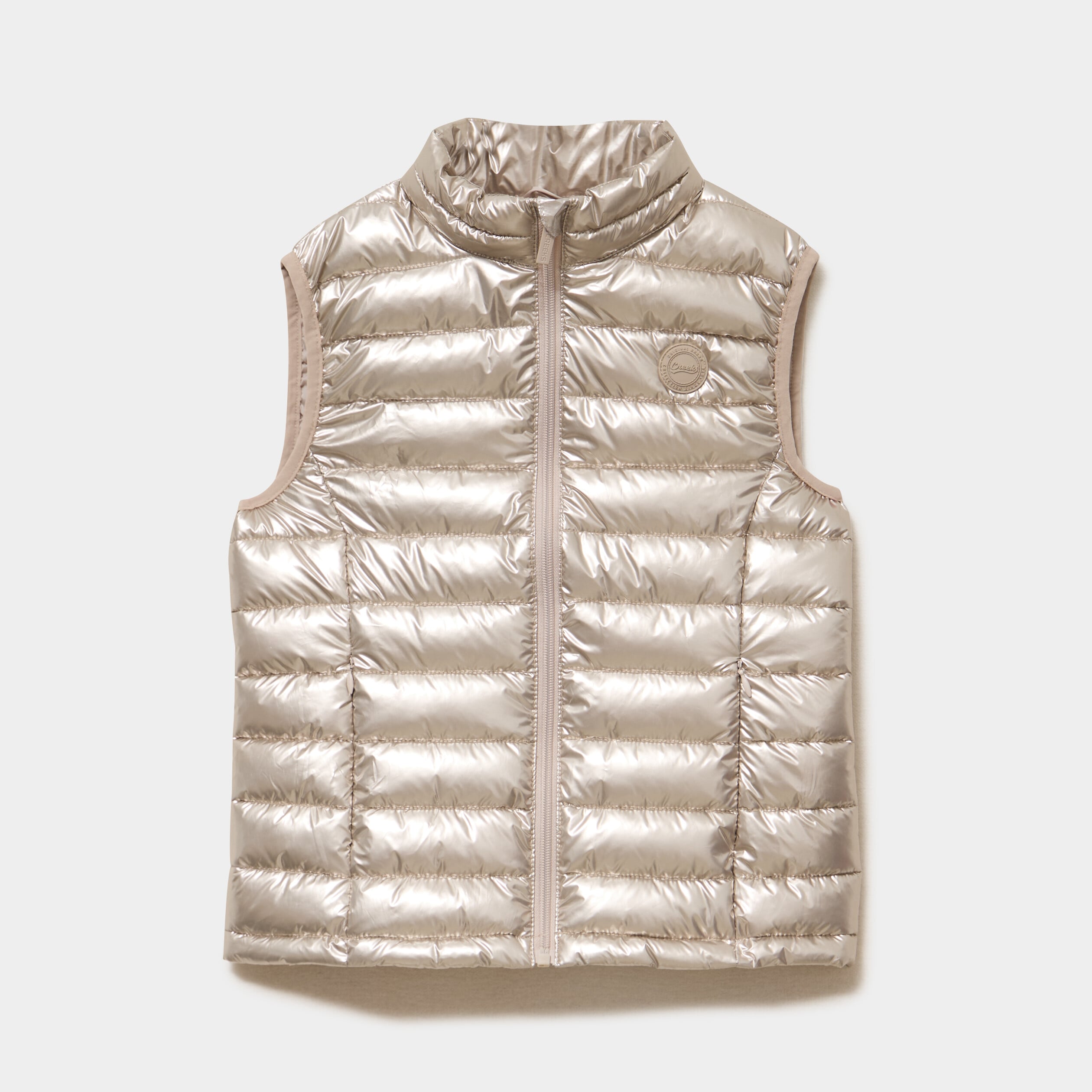 Doudoune l&eacute;g&egrave;re sans manches imperm&eacute;able couleur argent fille