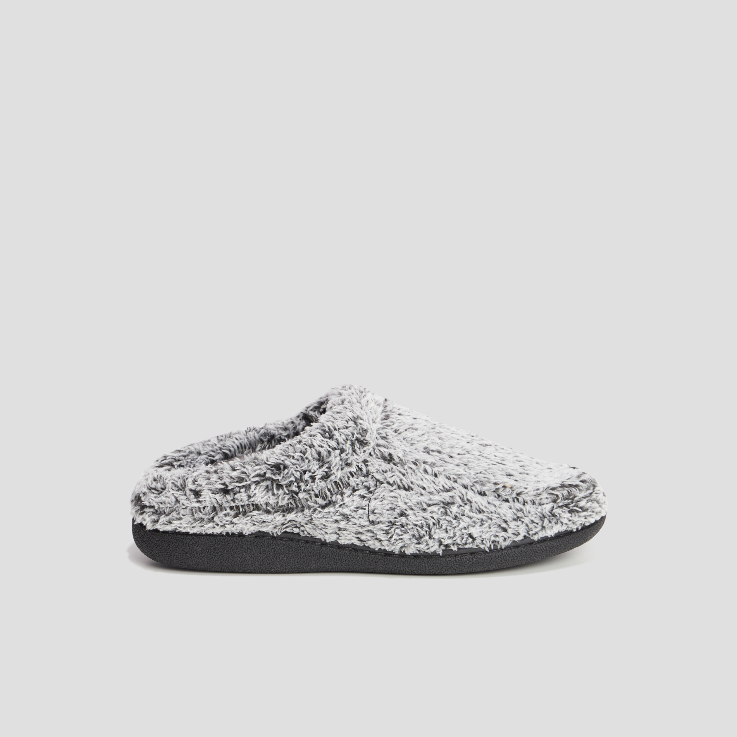 chaussons bout rond fourres gris homme Chaussons bout rond fourrés gris homme