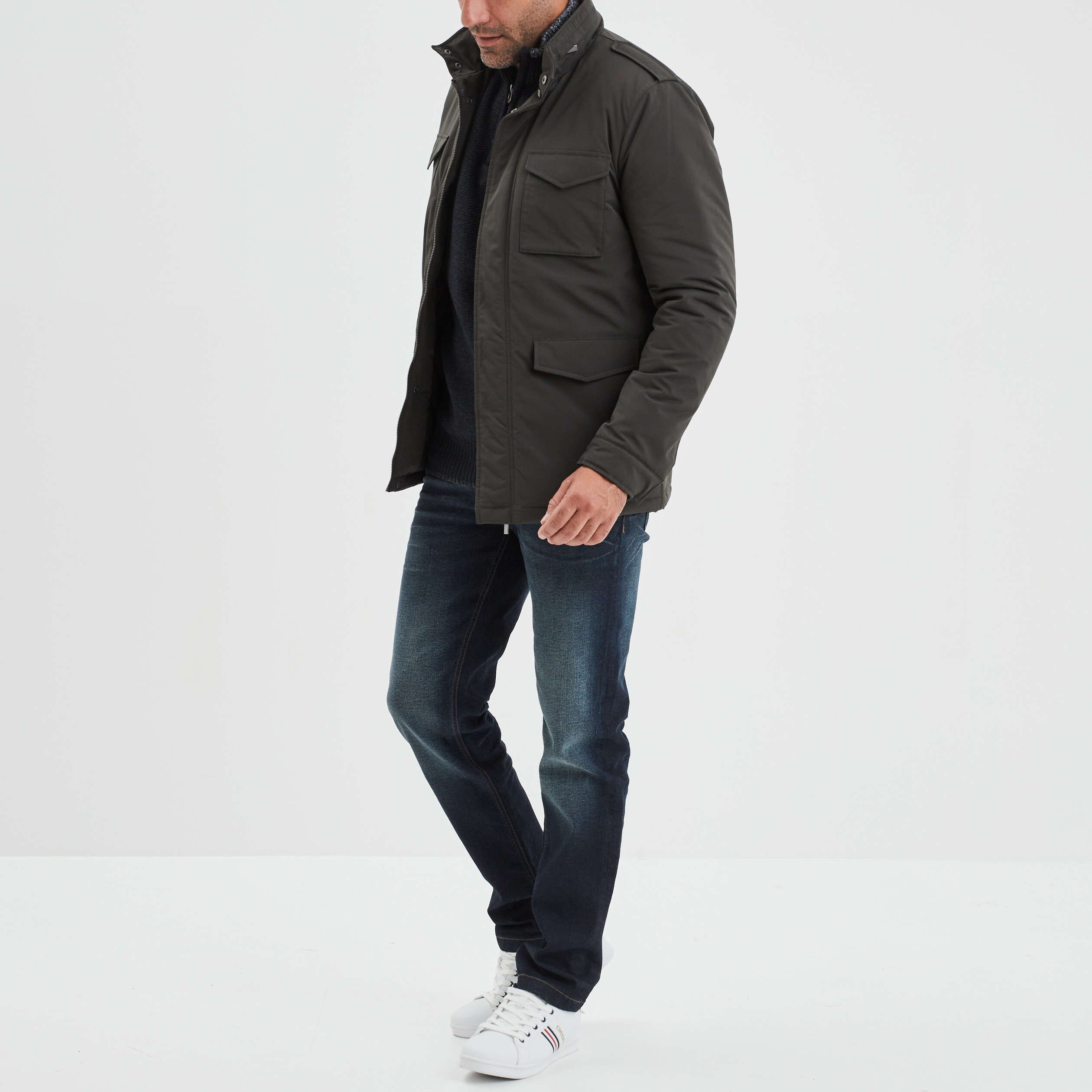 Pull camionneur zippé droit Creeks bleu foncé homme