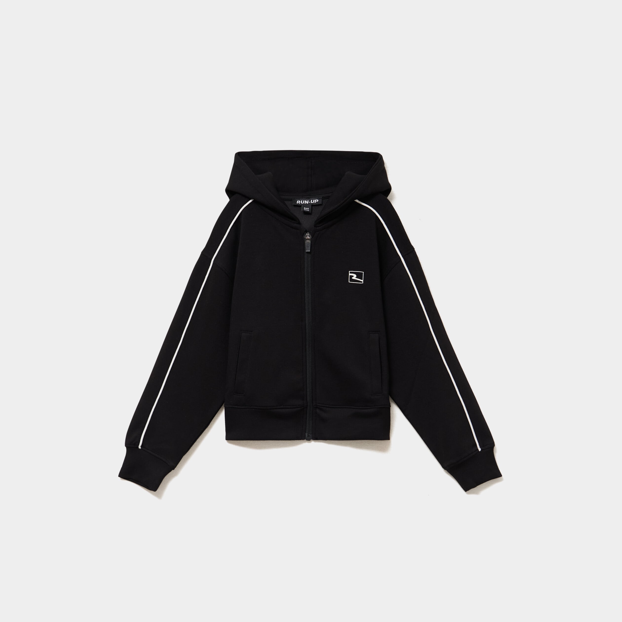 Sweat zipp&eacute; stretch &agrave; capuche noir fille