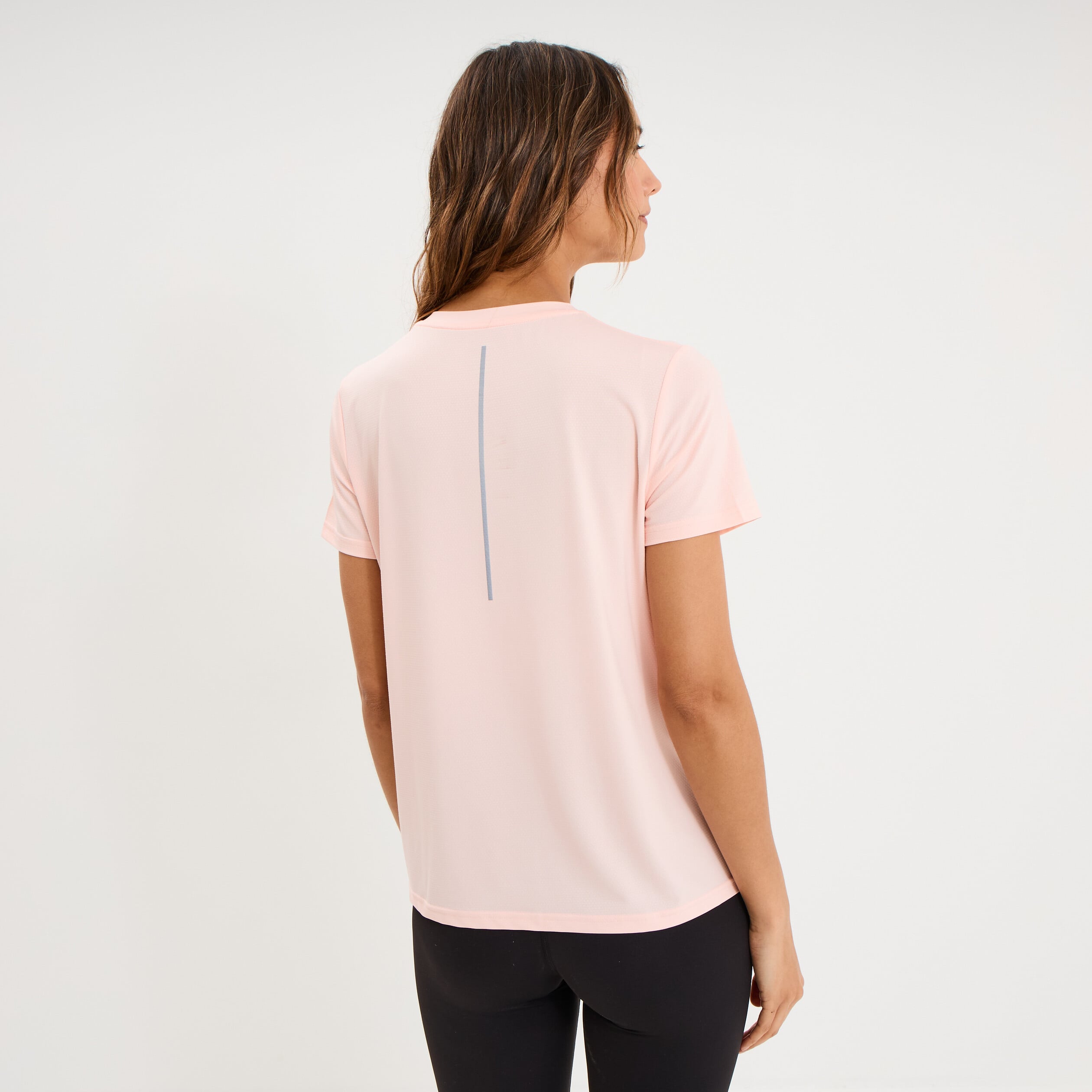 T-shirt de sport droit manches courtes orange fluo femme