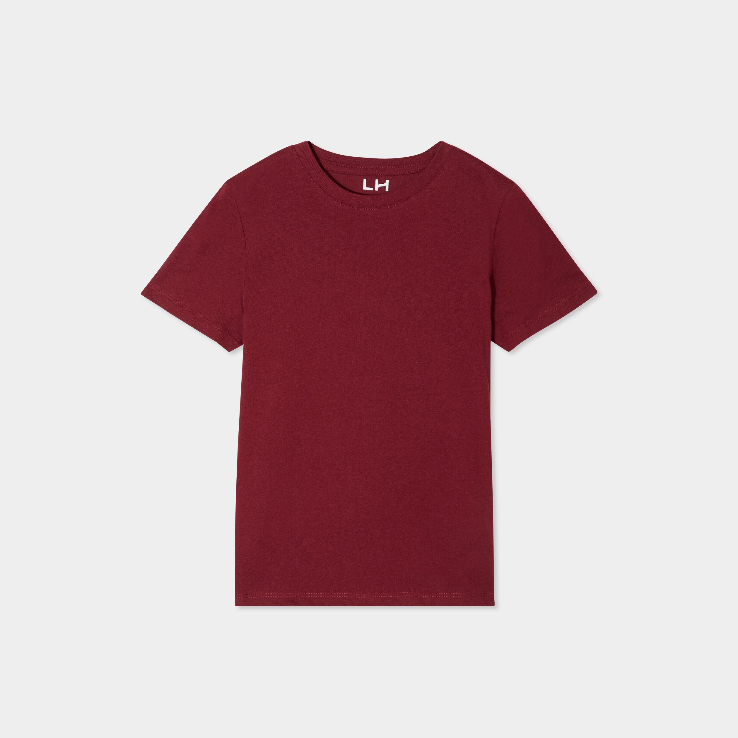 t shirt en coton manches courtes bordeaux garcon T-shirt en coton manches courtes bordeaux garçon