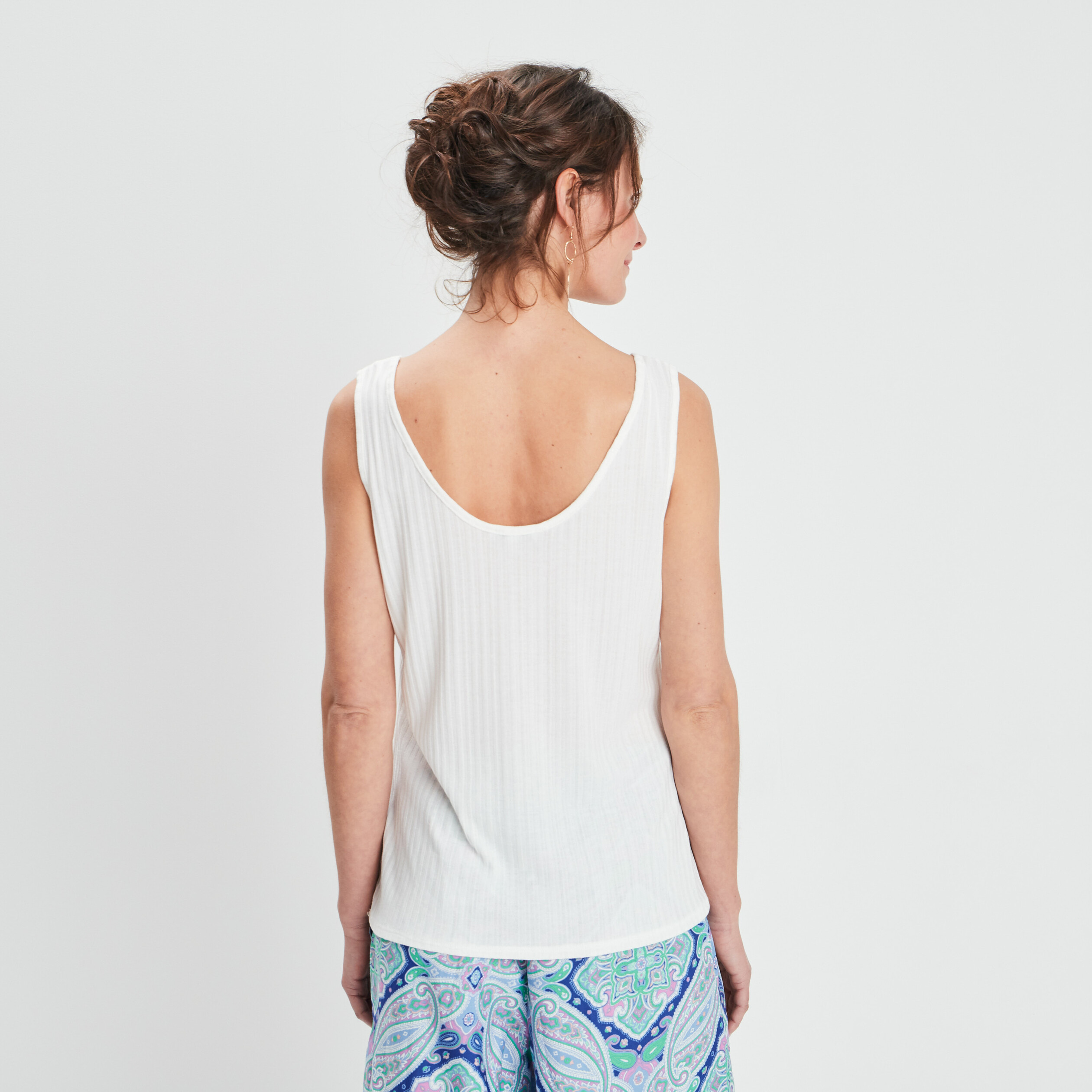 debardeur bretelles larges blanc femme Débardeur bretelles larges blanc femme