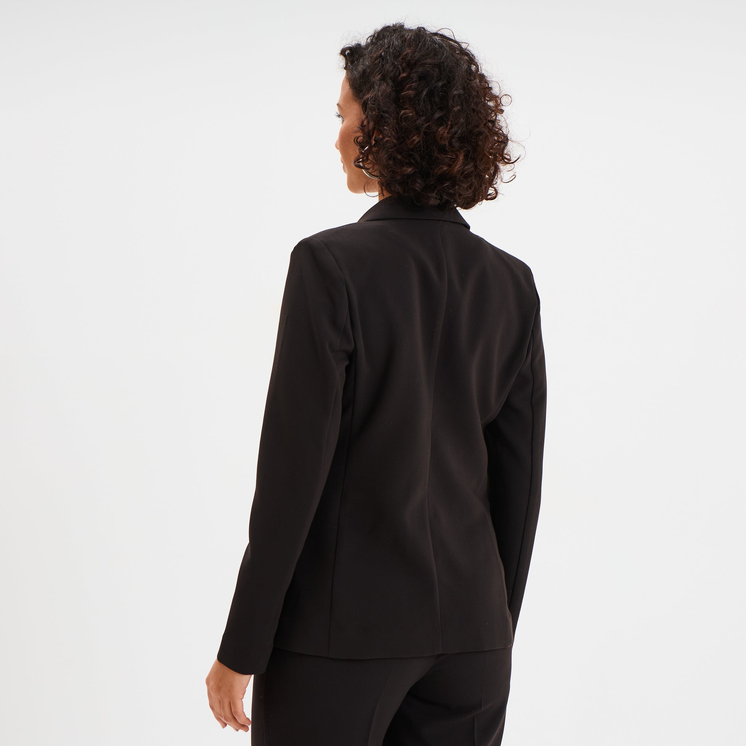 Veste blazer droite manches longues noir femme