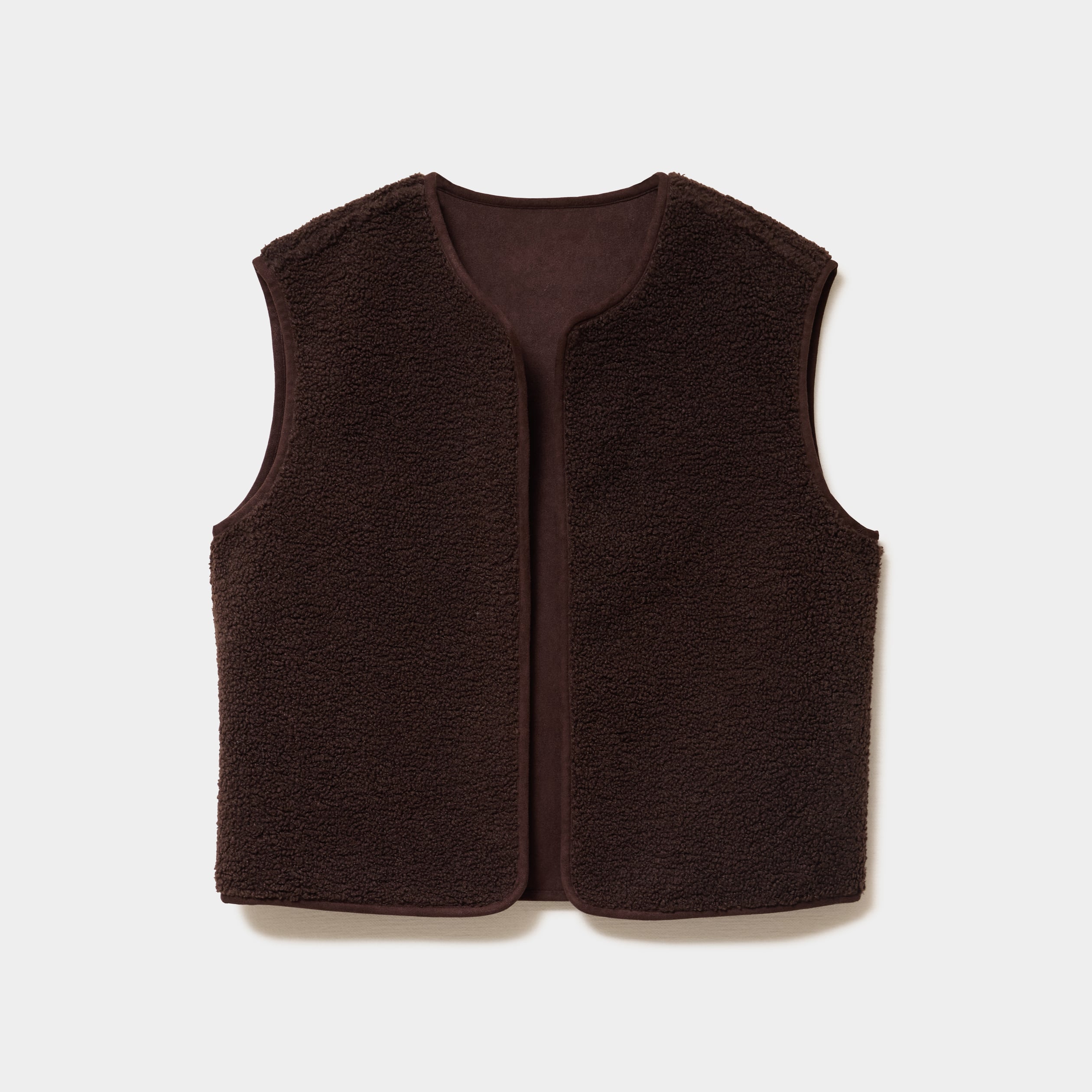 Gilet r&eacute;versible polaire sans manches marron fonc&eacute; femme