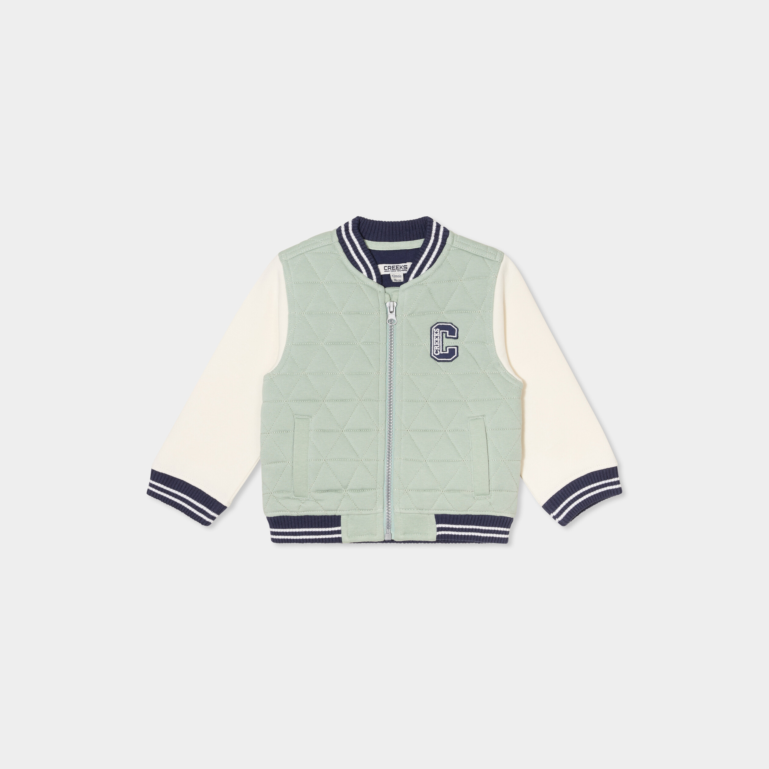 Gilet zipp&eacute; matelass&eacute; col teddy vert pastel b&eacute;b&eacute; gar&ccedil;on