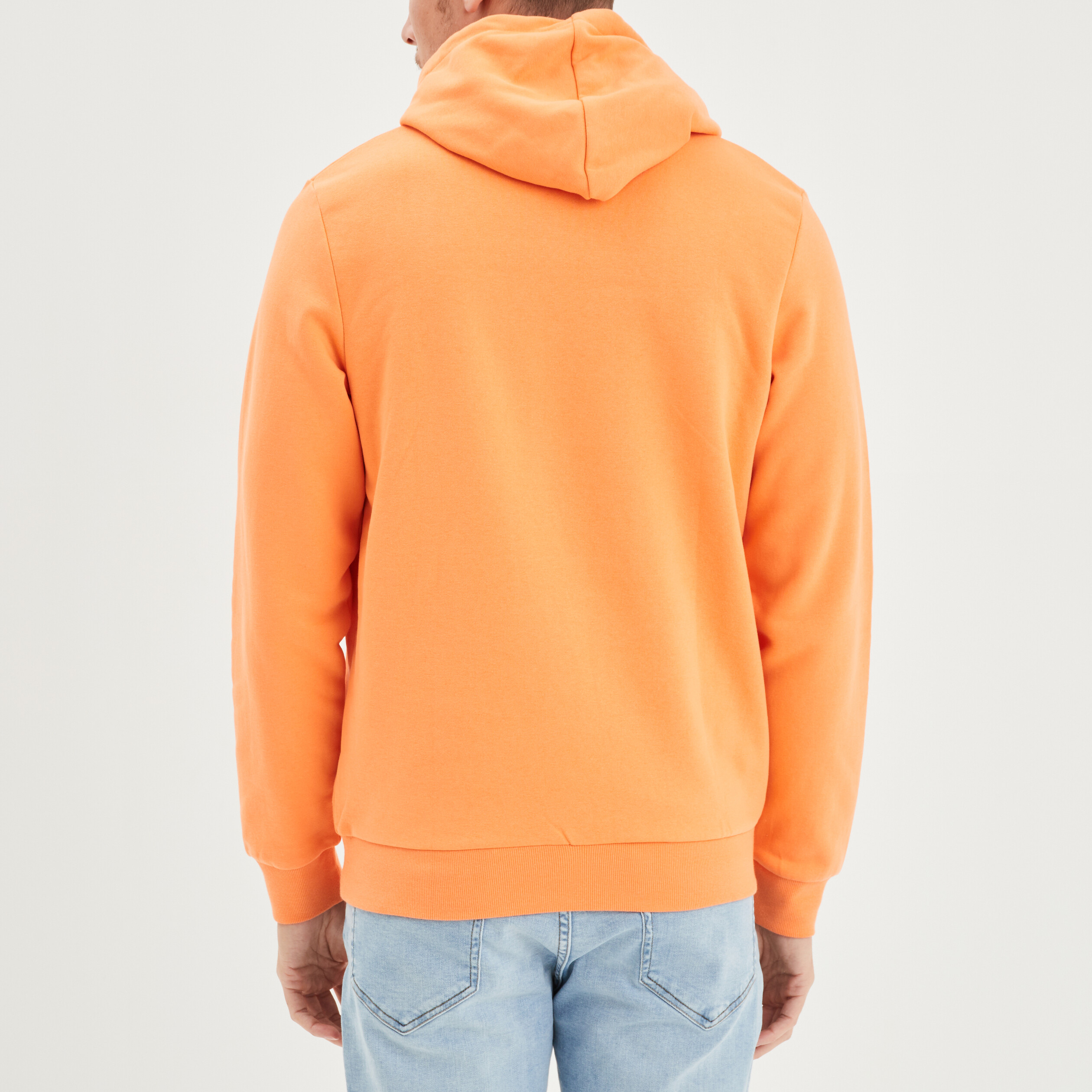 Sweat molleton à capuche hoodie orange corail homme