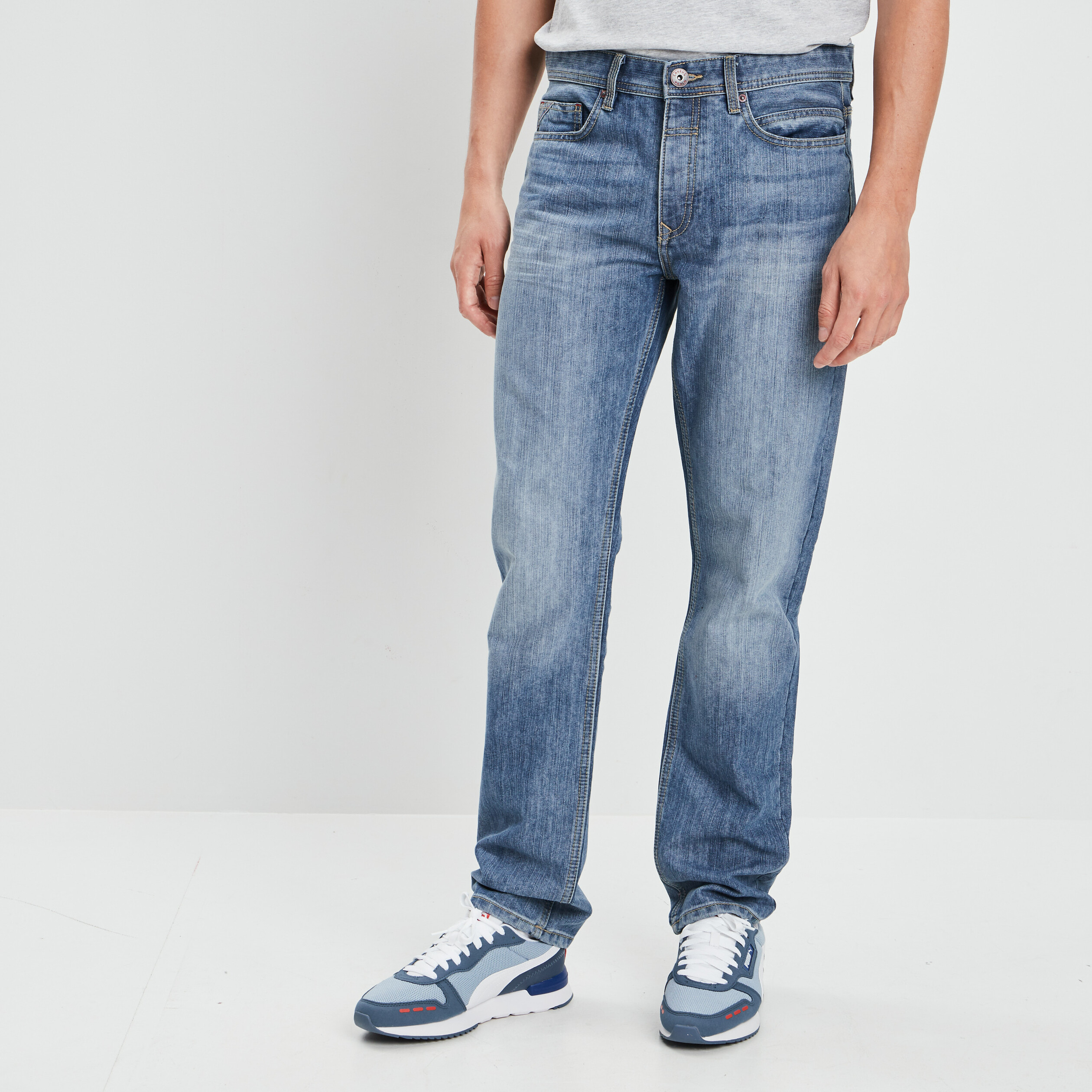 jeans regular 5 poches denim bleach homme Jeans regular 5 poches denim bleach homme