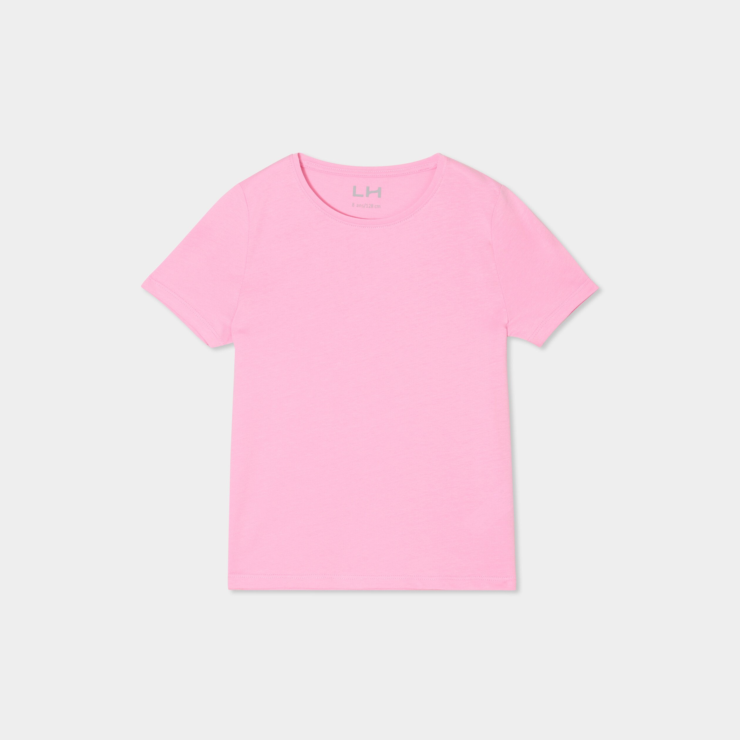 t shirt manches courtes en coton rose fille T-shirt manches courtes en coton rose fille