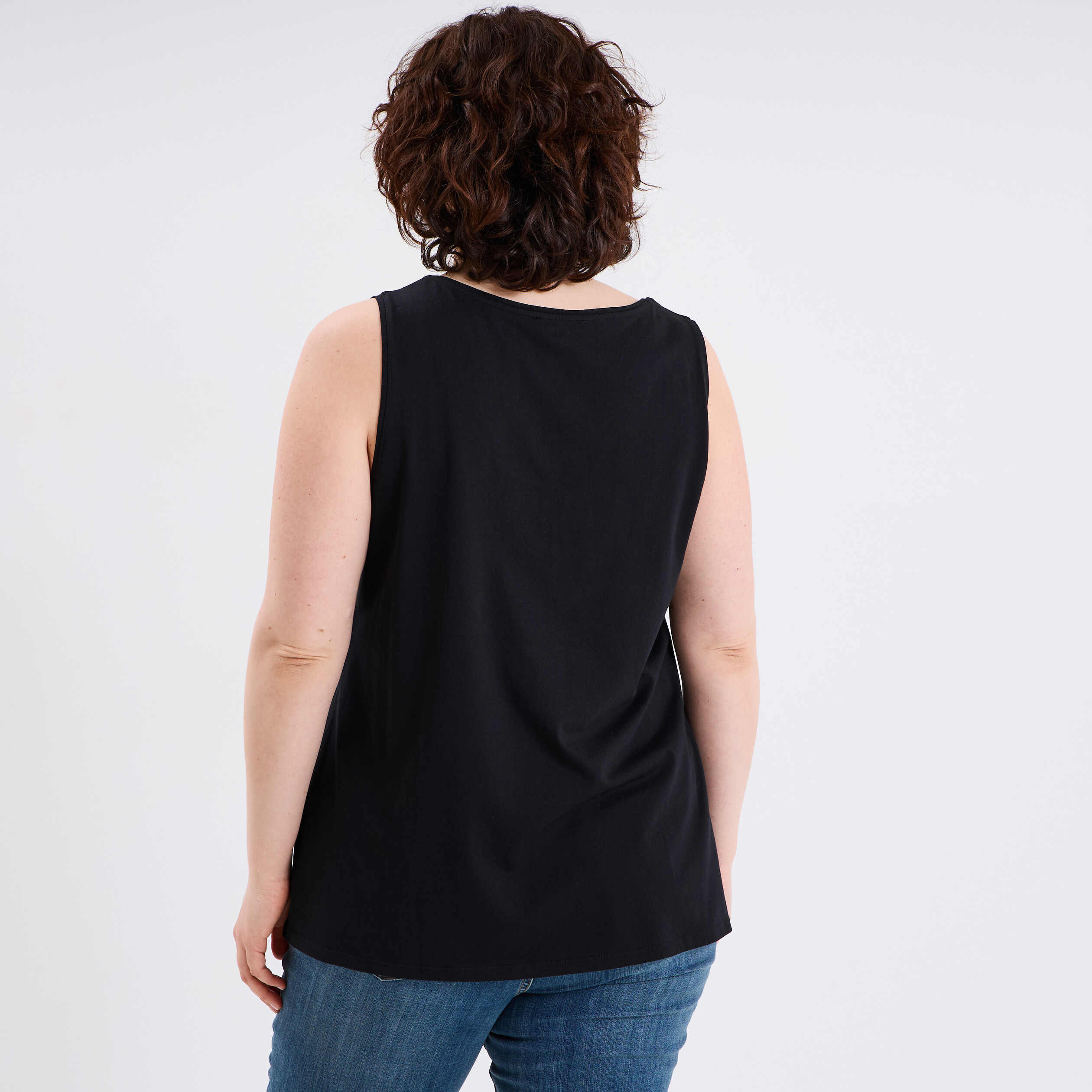 debardeur ajuste sans manches coton noir femmegt Débardeur ajusté sans manches coton noir femme grande taille