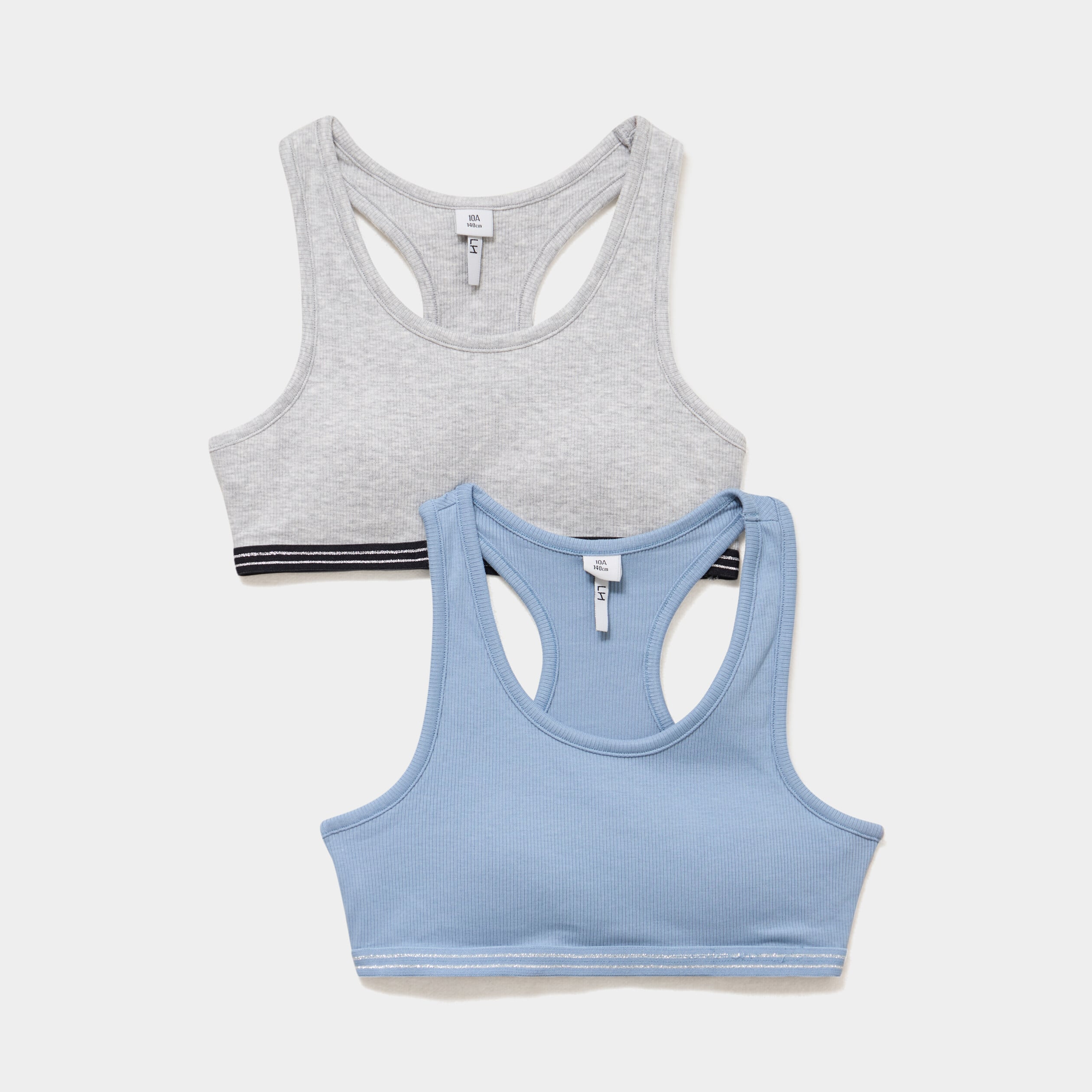 Lot 2 brassi&egrave;res effet c&ocirc;tel&eacute; coton bleu gris fille