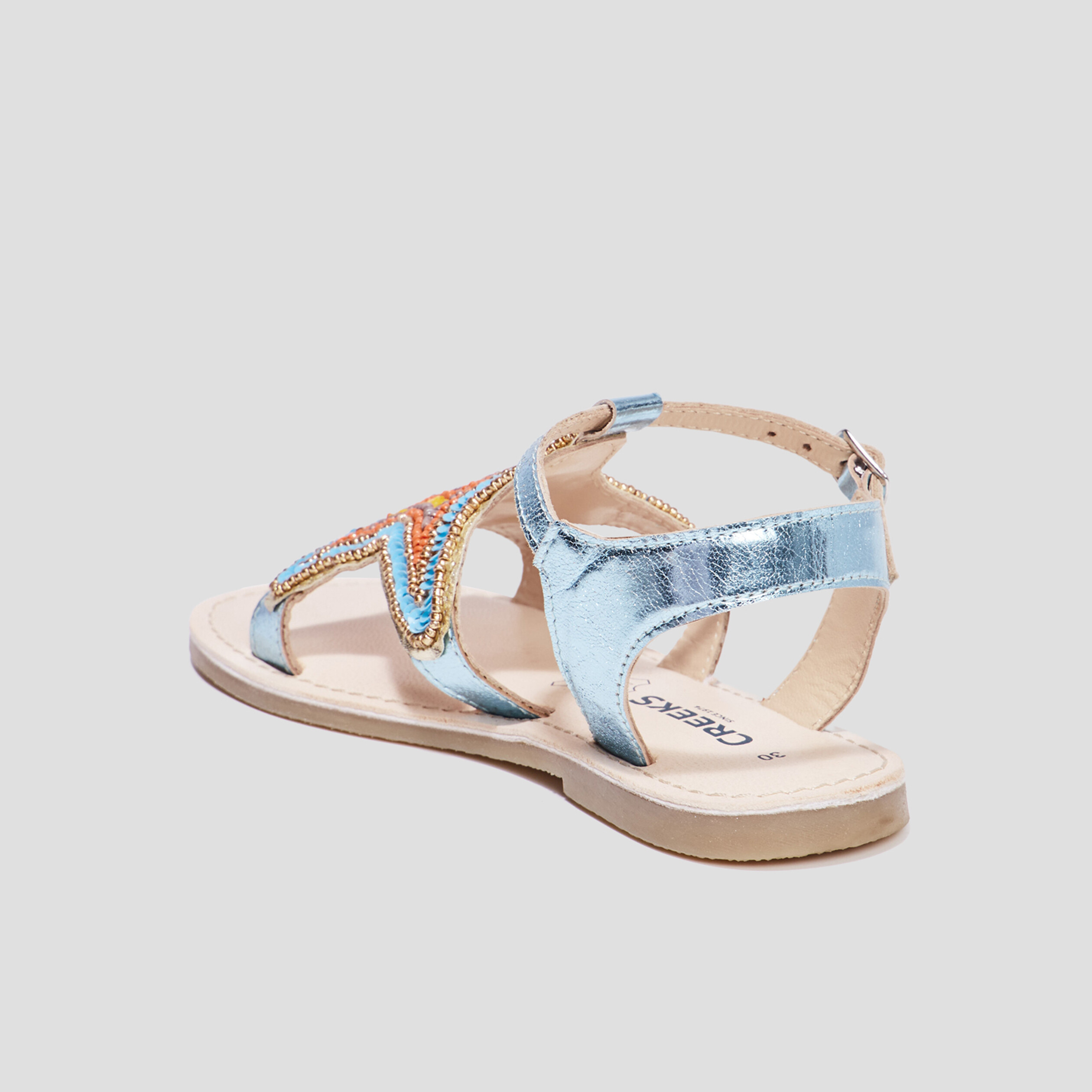 sandales avec perles en cuir creeks bleu fille Sandales avec perles en cuir Creeks bleu fille