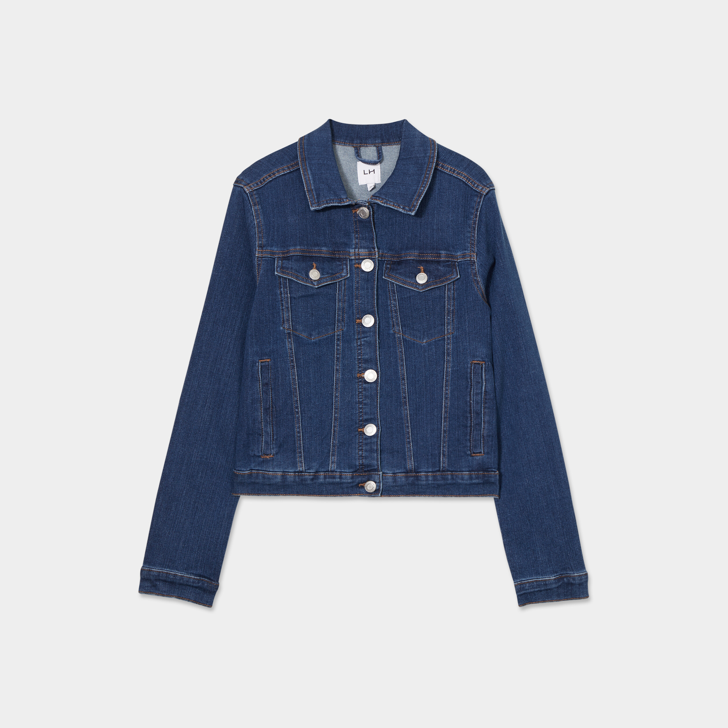 Veste en jean ajust&eacute;e boutonn&eacute;e denim stone femme