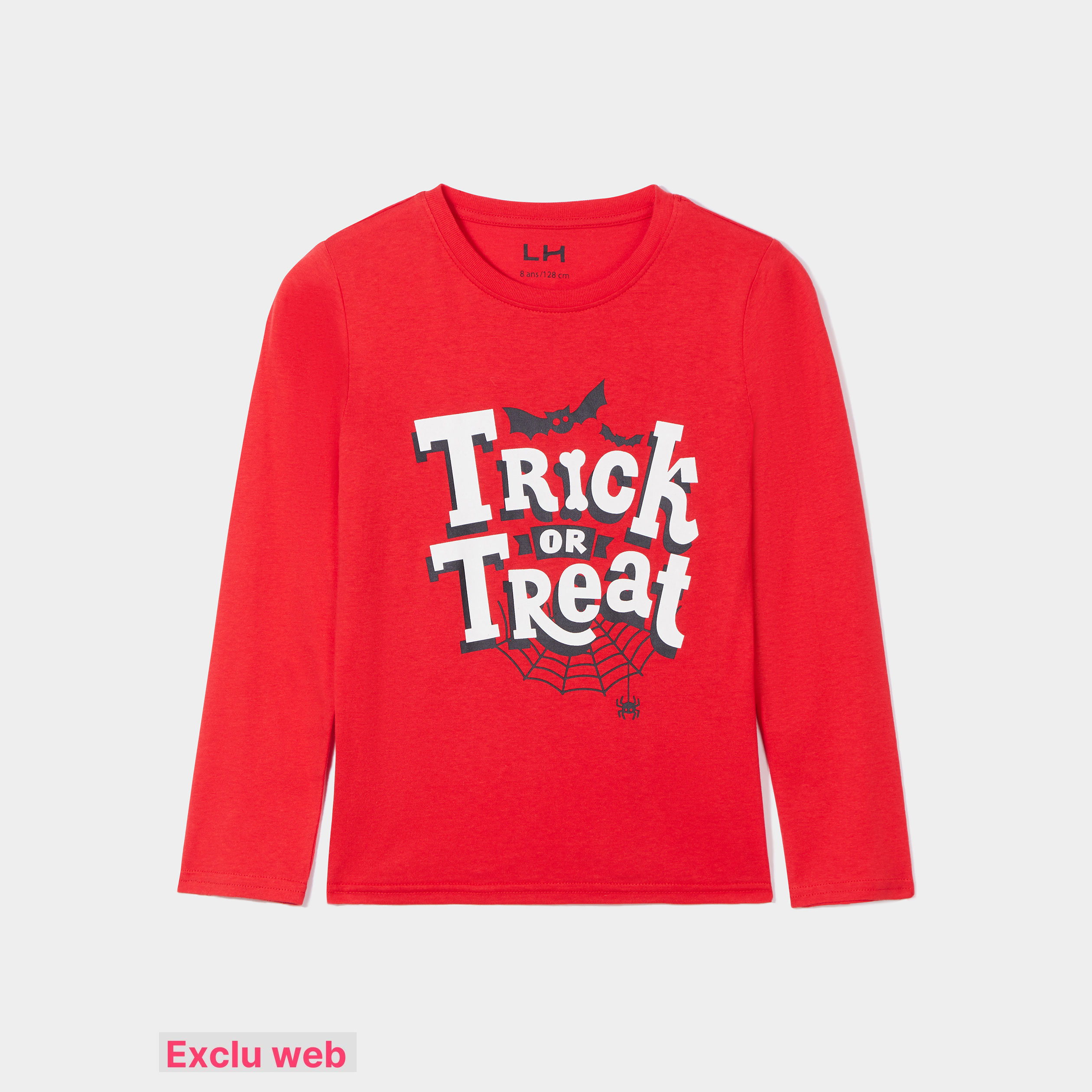 T-shirt Halloween phosphorescent coton orange gar&ccedil;on
