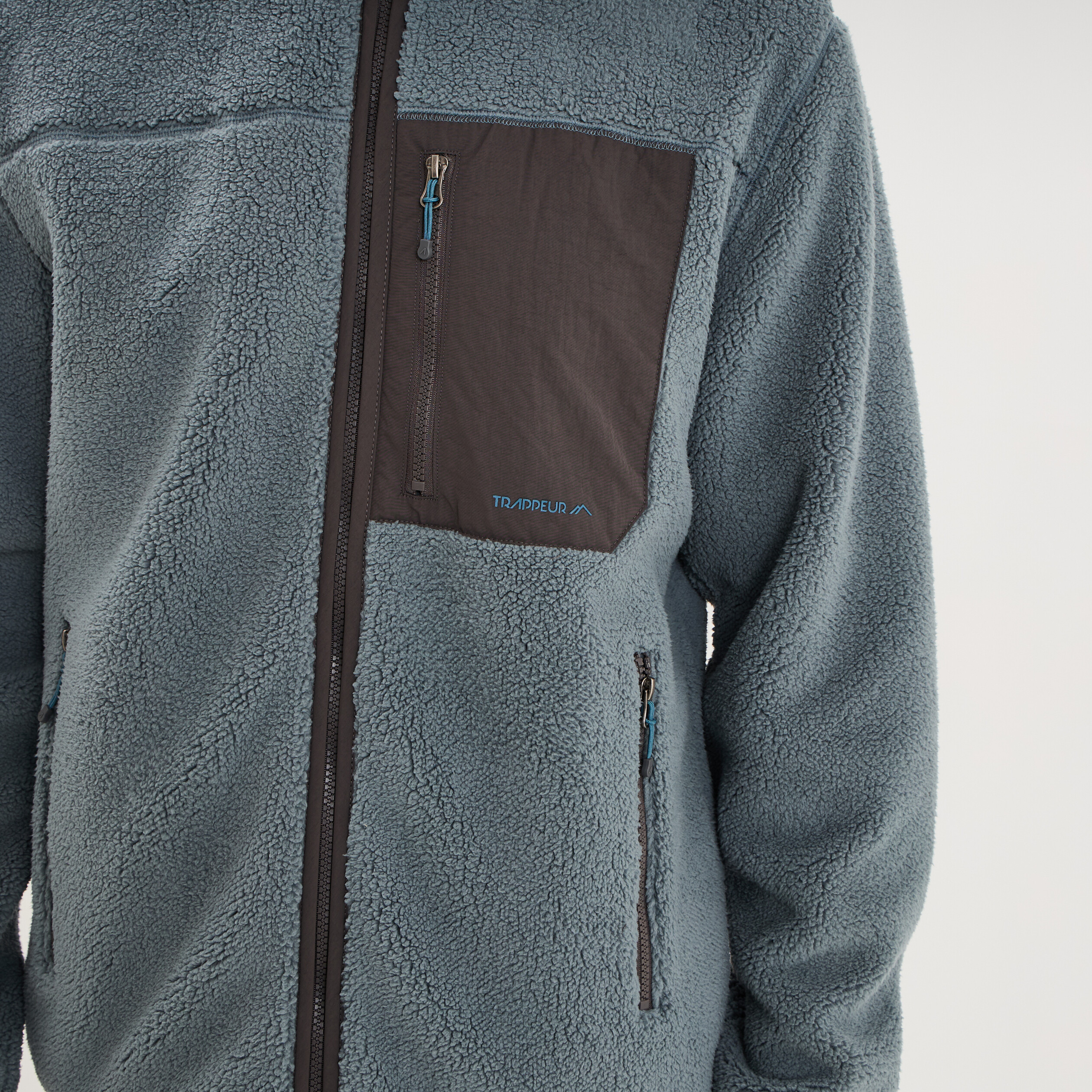 Veste effet sherpa zipp&eacute;e 3 poches bleu gris homme