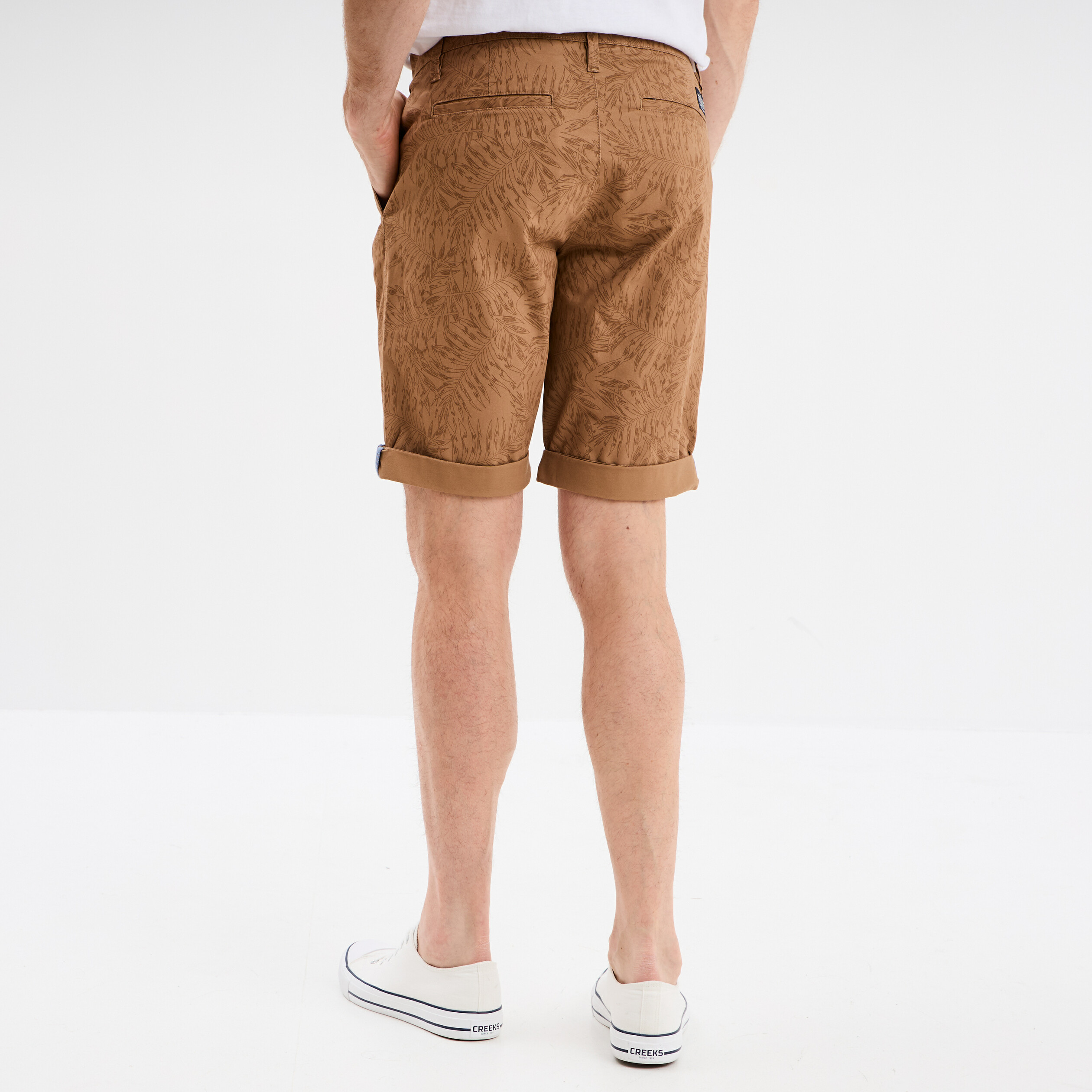 Bermuda short chino droit coton stretch sable homme