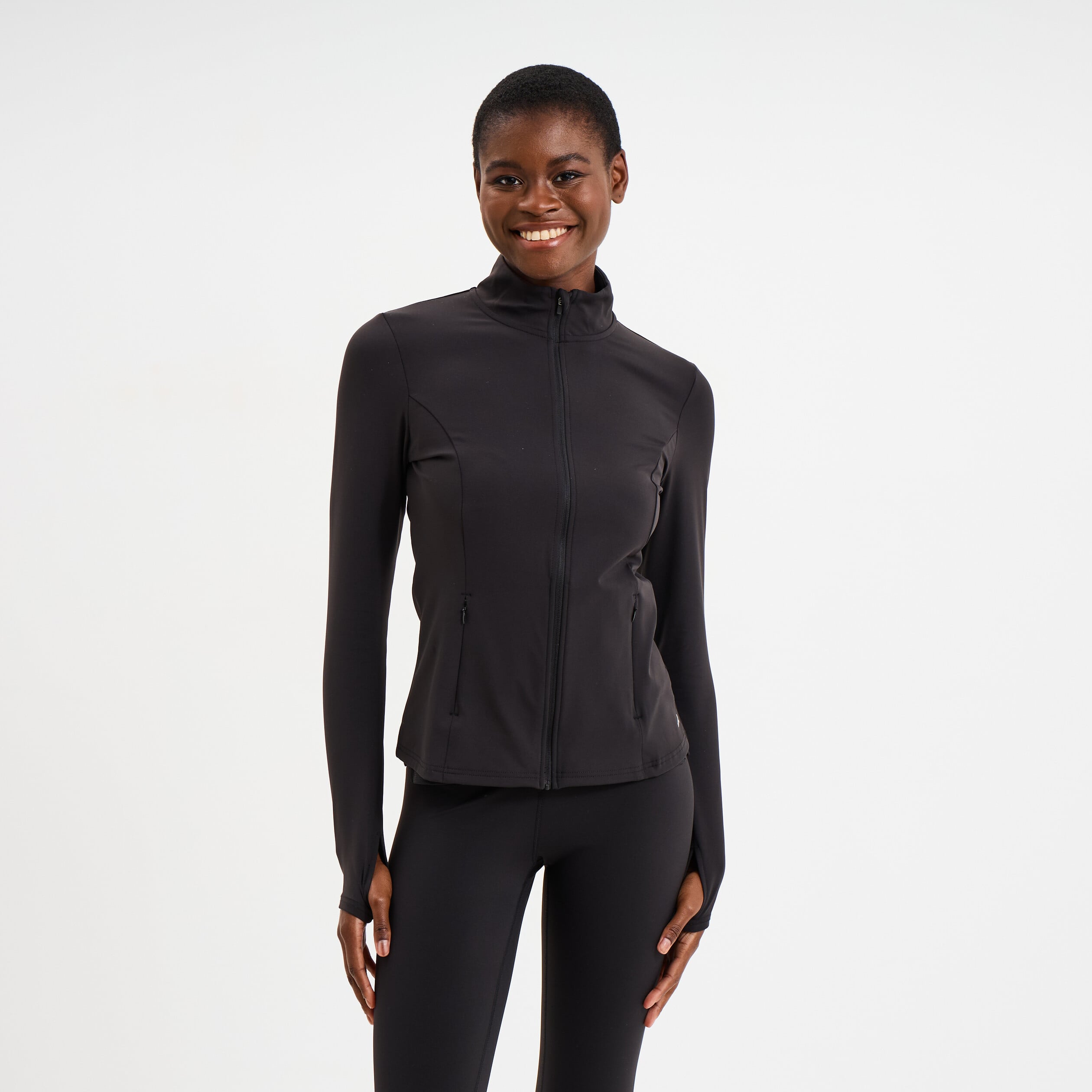 Veste de sport ajust&eacute;e avec fermeture noir femme