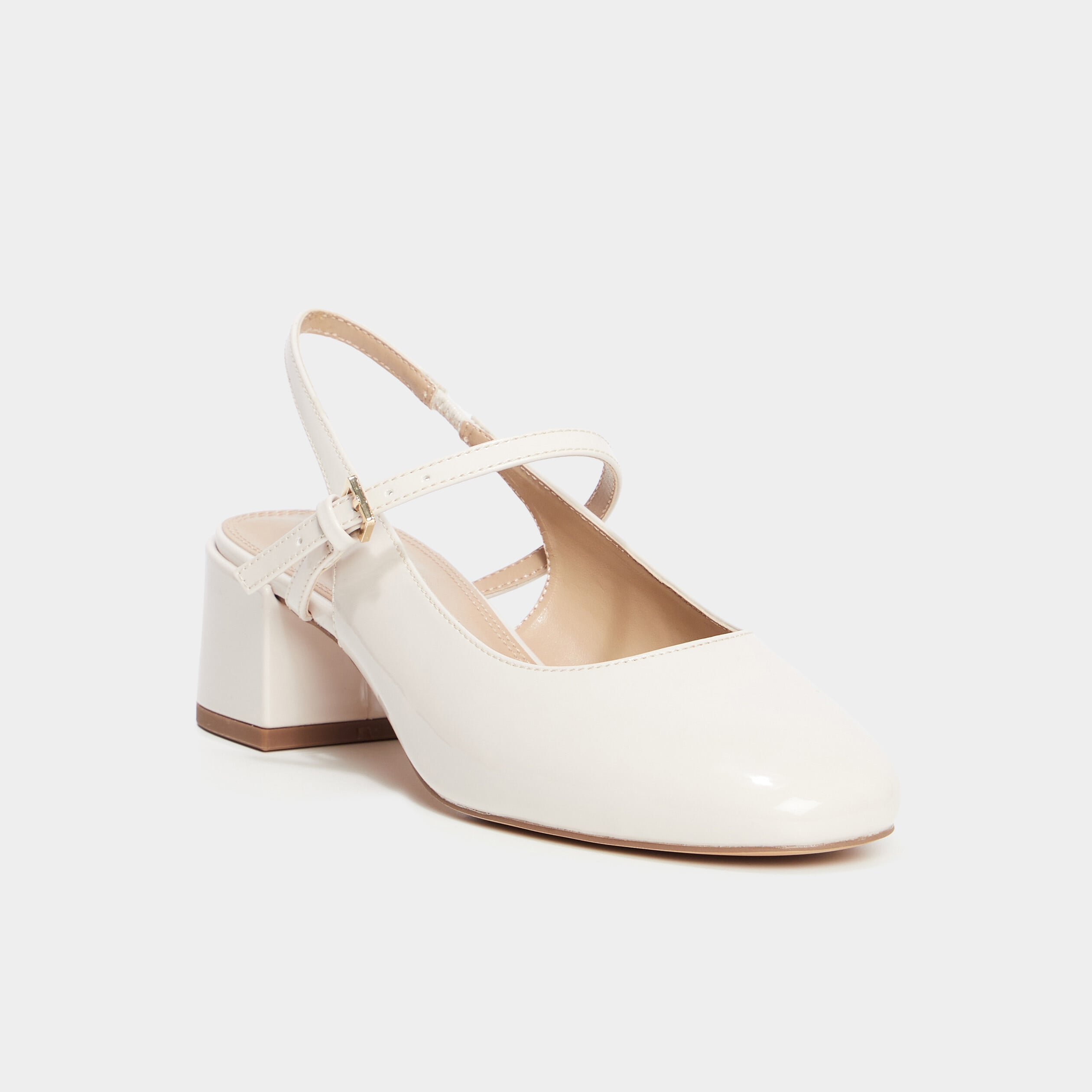 Ballerines &agrave; talons vernies blanc femme