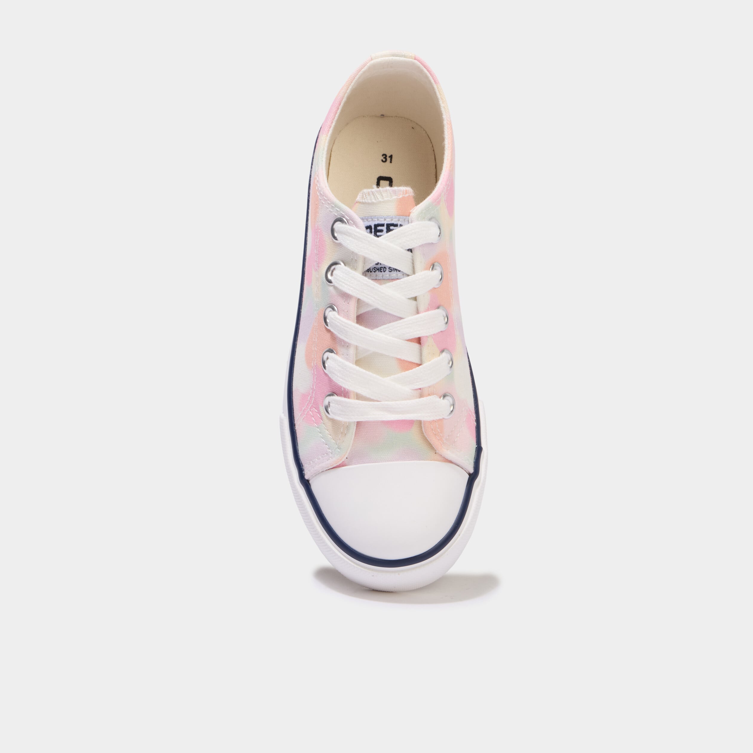 Tennis en toile &agrave; lacets bout renforc&eacute; multicolore fille