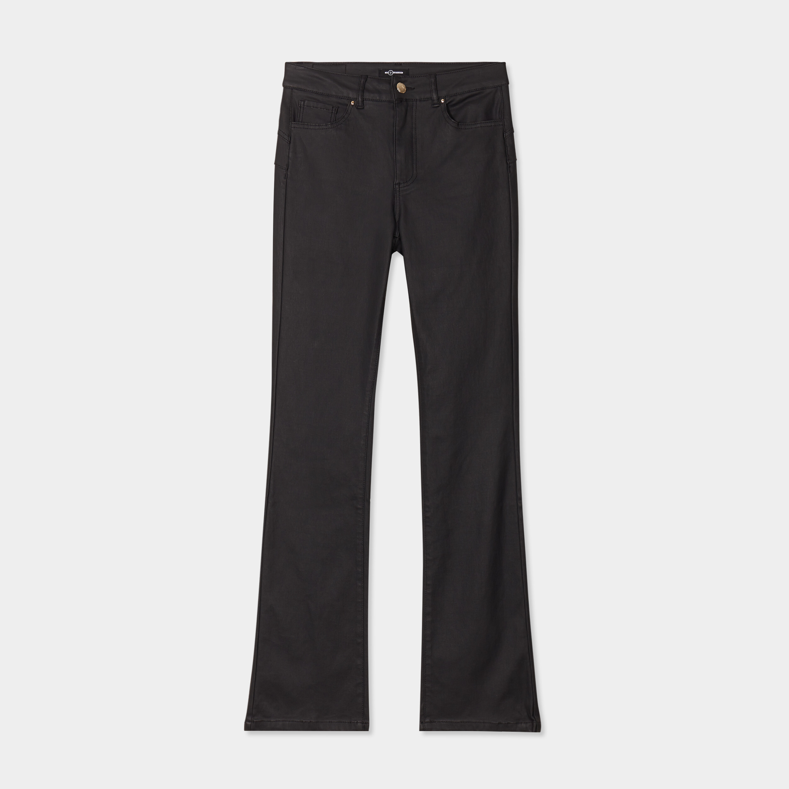 Jean denim bootcut enduit noir femme
