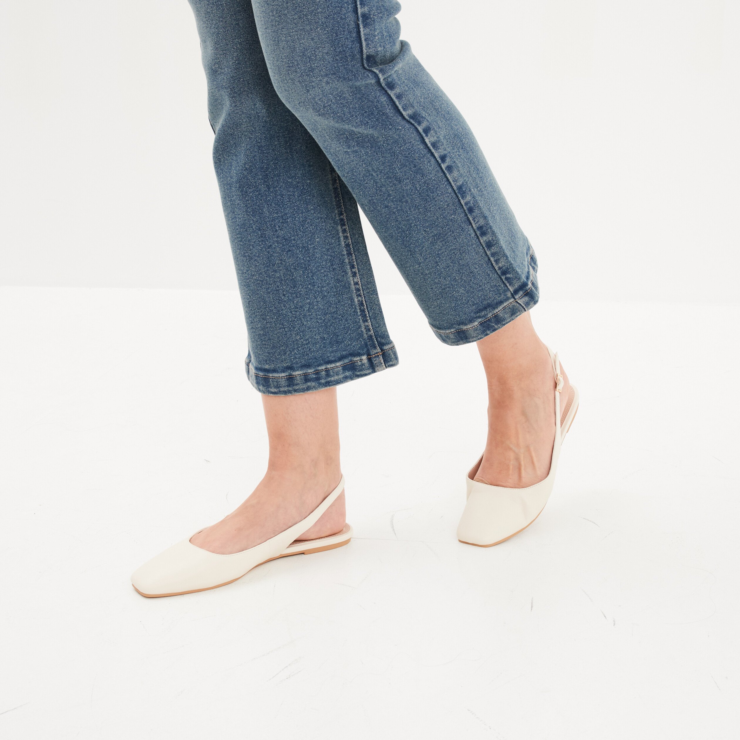 ballerines slingback bouts carres blanc femme Ballerines slingback bouts carrés blanc femme