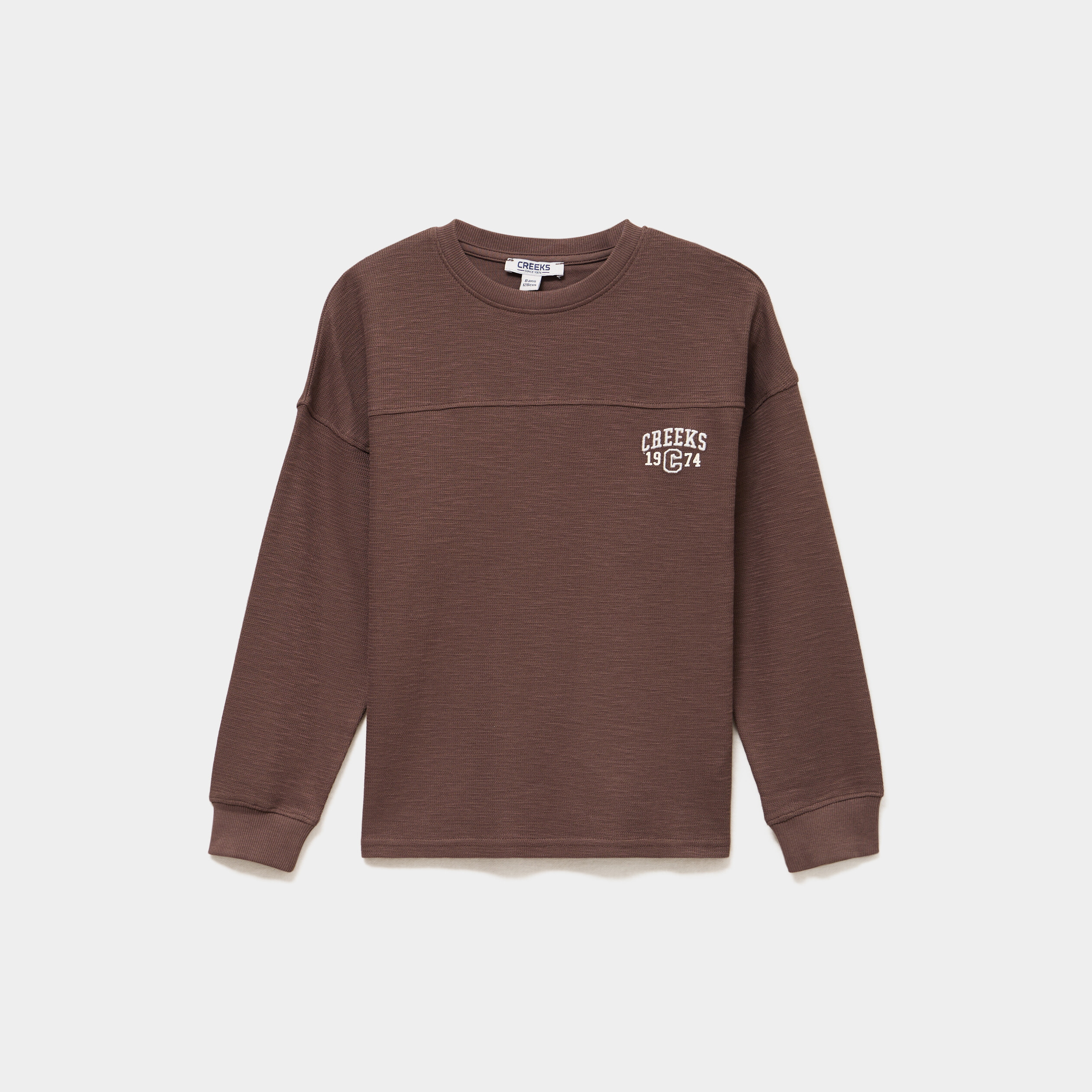 T-shirt manches longues avec logo marron fonc&eacute; gar&ccedil;on