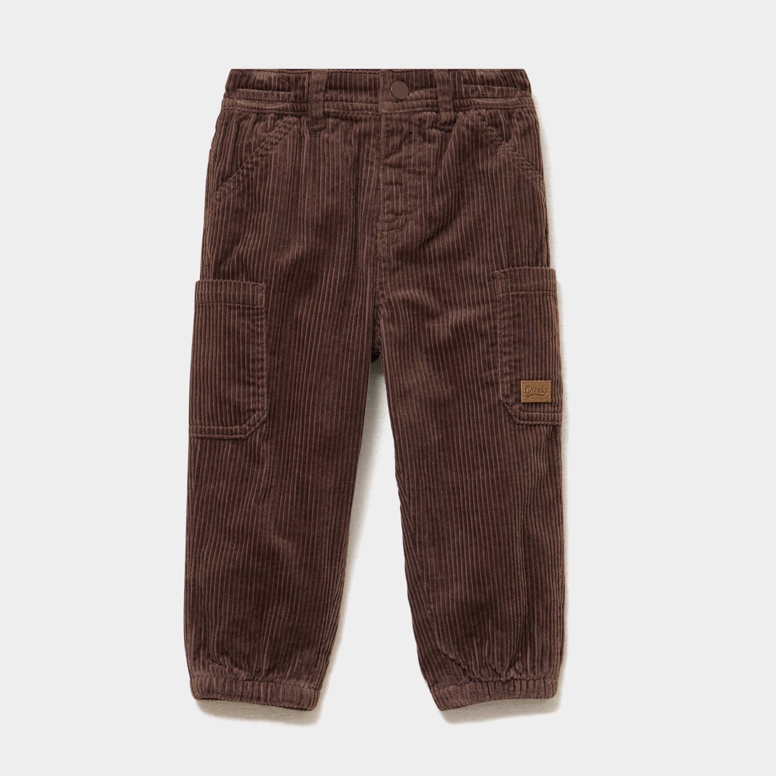Pantalon cargo effet velours c&ocirc;tel&eacute; marron fonc&eacute; b&eacute;b&eacute; gar&ccedil;on