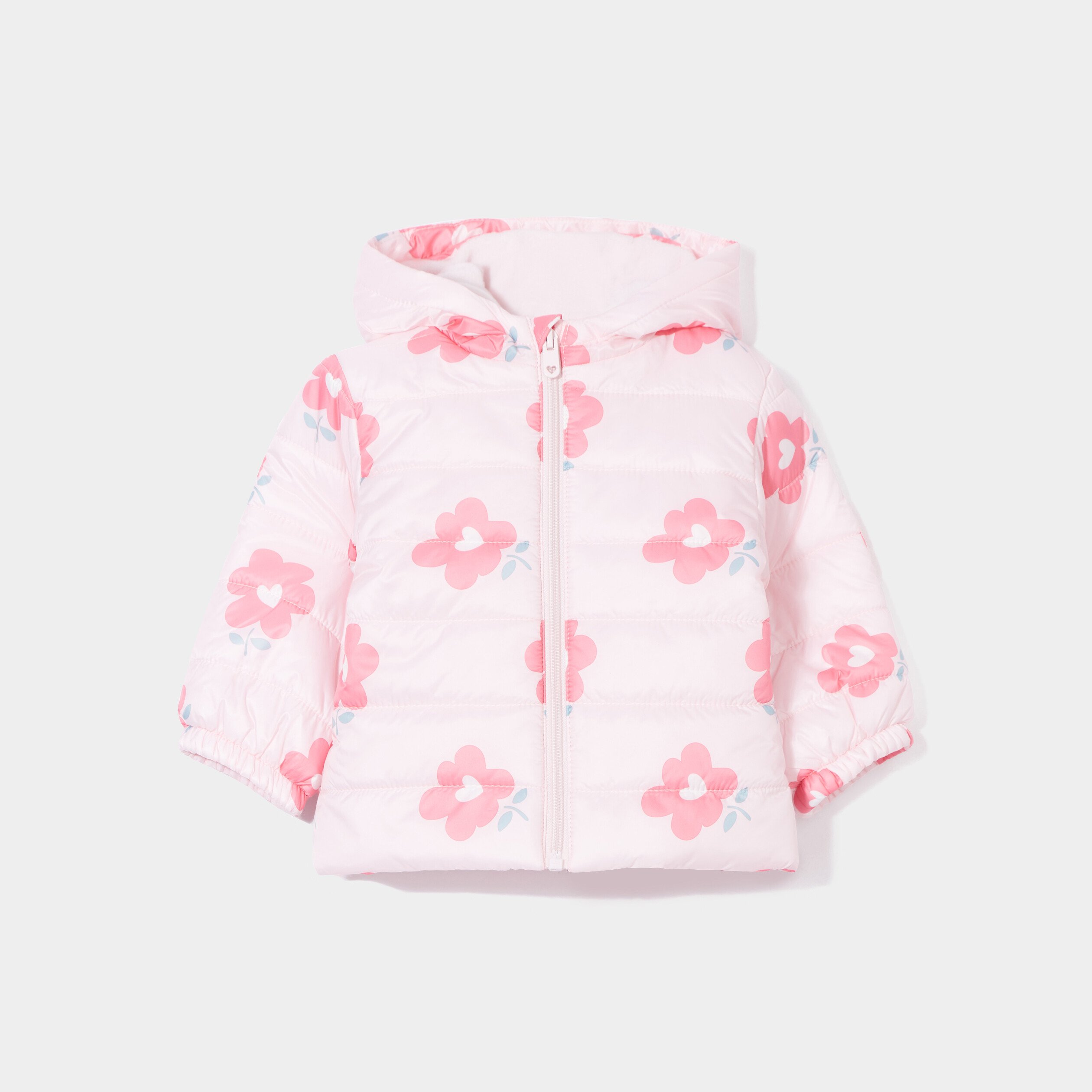 doudoune oversize zippee a capuche rose clair bebef Doudoune oversize zippée à capuche rose clair bébé fille